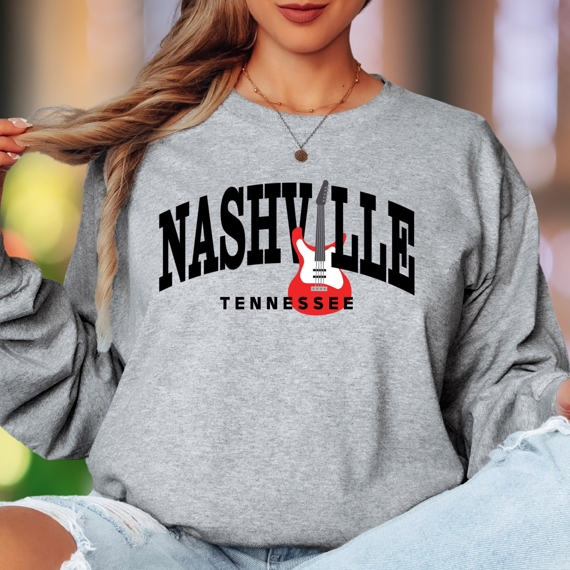 "NASHVILLE TENNESSEE" | Retro Streetwear Unisex Adult Long Sleeve T-Shirt | Music City Lifestyle