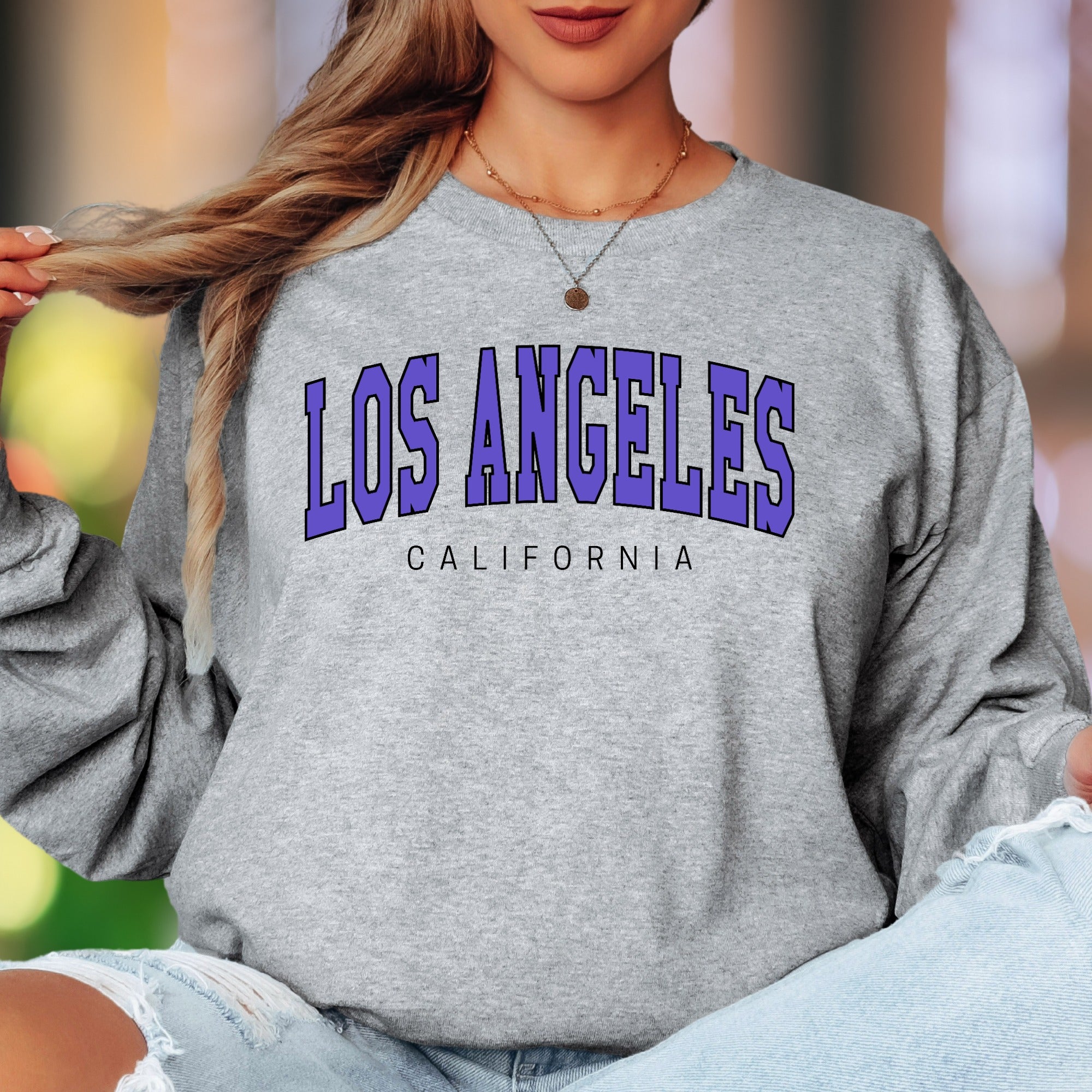 "Los Angeles California" | Collegiate Typography Unisex Adult Long Sleeve T-Shirt | West Coast Lifestyle