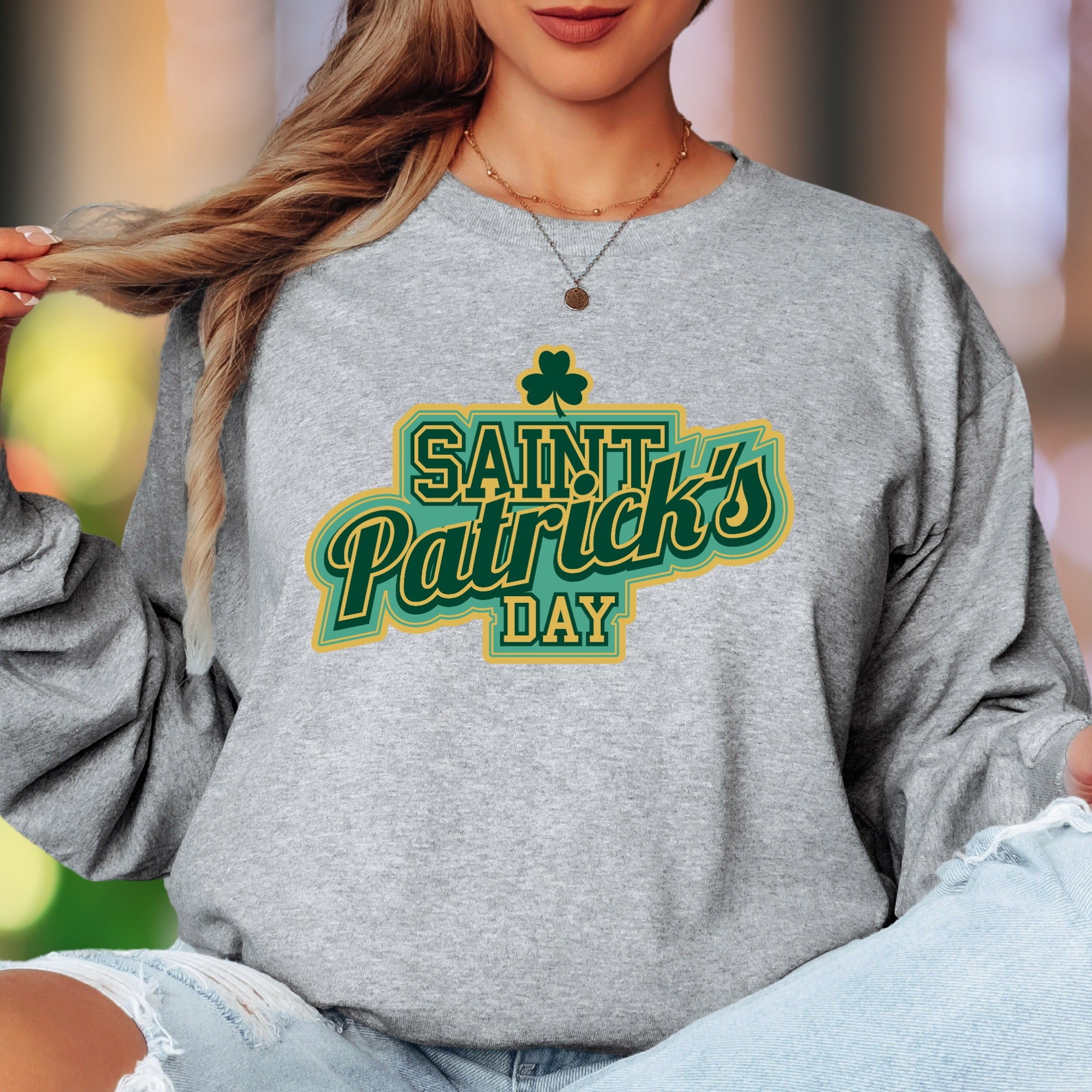 "Saint Patrick's Day" | Retro Typography Unisex Adult Long Sleeve T-Shirt | Festive Celebration