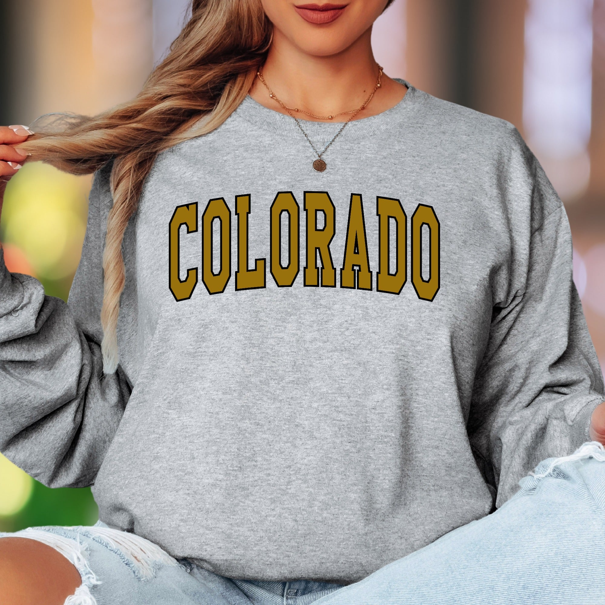 "Colorado" | Bold Typography Unisex Adult Long Sleeve T-Shirt | State Pride