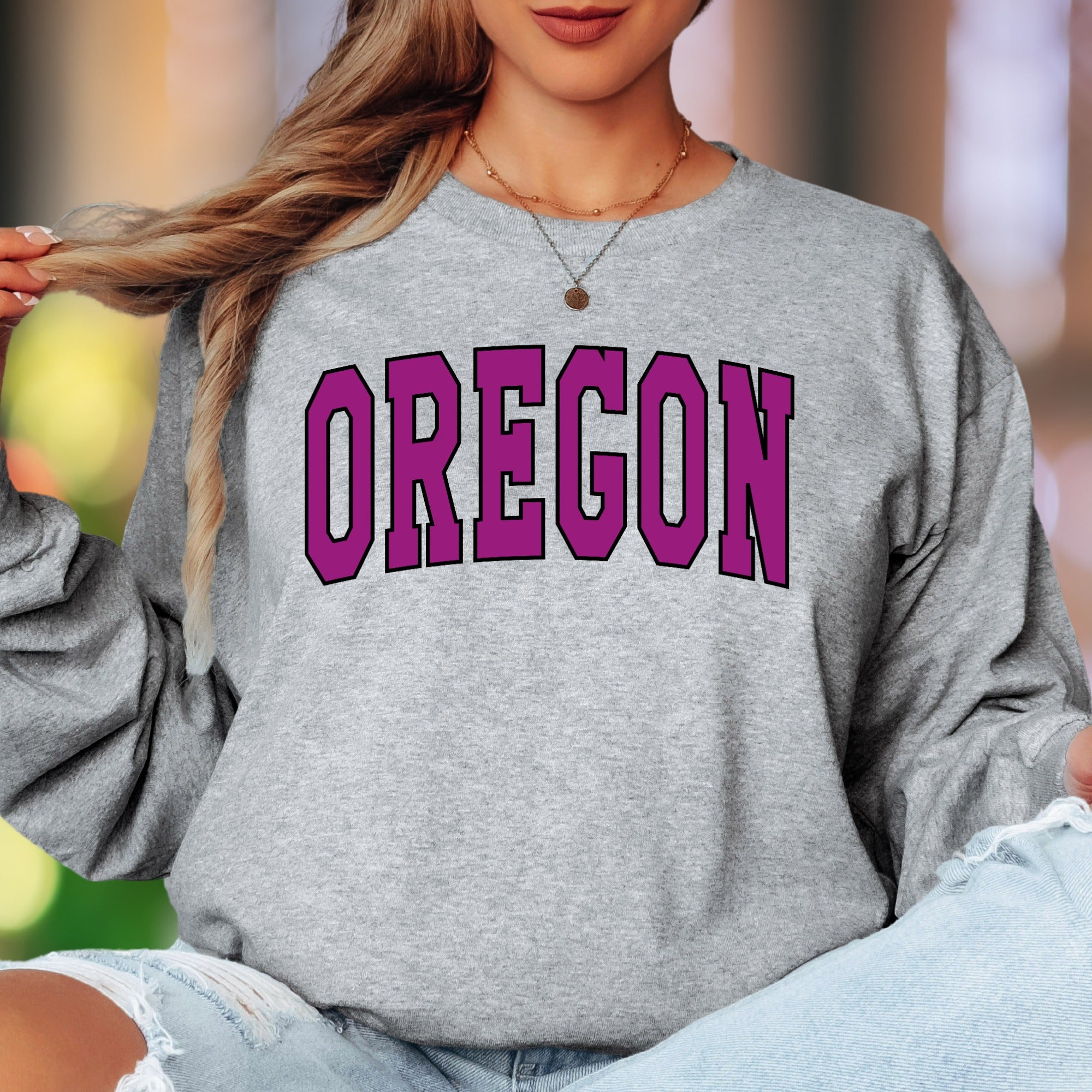 "OREGON" | Bold Typography Unisex Adult Long Sleeve T-Shirt | Regional Pride Apparel