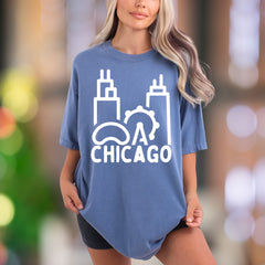 Chicago Cityscape Outline | Comfort Colors Unisex Adult T-Shirt | Minimalist Urban Style