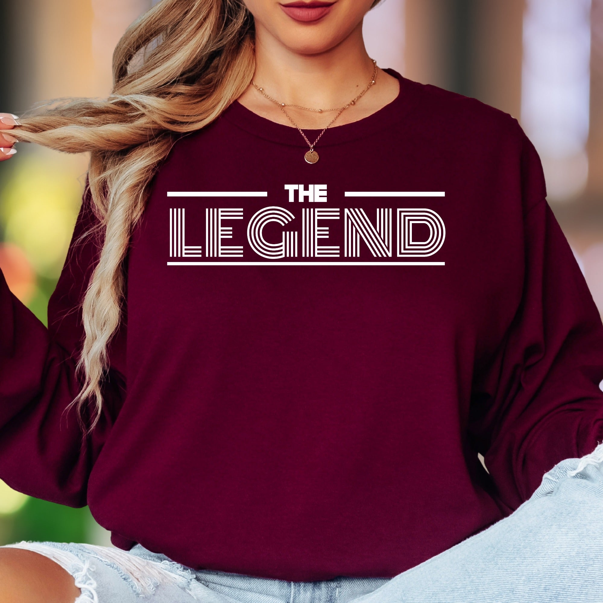 "THE LEGEND" | Bold Typography Unisex Adult Long Sleeve T-Shirt | Confident Lifestyle