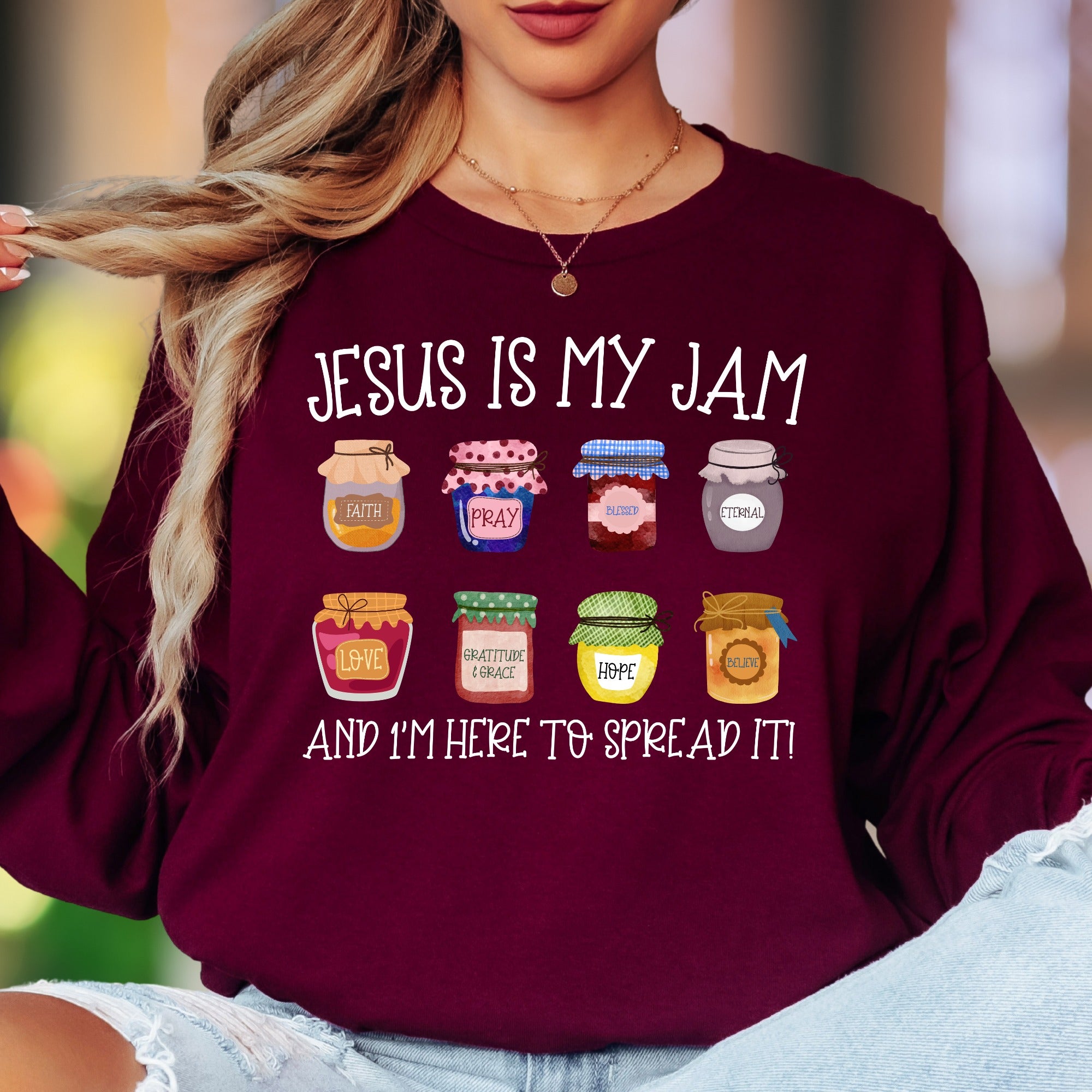 "Jesus Is My Jam" | Faith-Inspired Typography Unisex Adult Long Sleeve T-Shirt | Christian Lifestyle