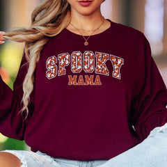 "Spooky Mama" | Distressed Retro Unisex Adult Long Sleeve T-Shirt | Halloween Lifestyle