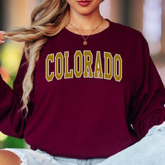 "Colorado" | Bold Typography Unisex Adult Long Sleeve T-Shirt | State Pride
