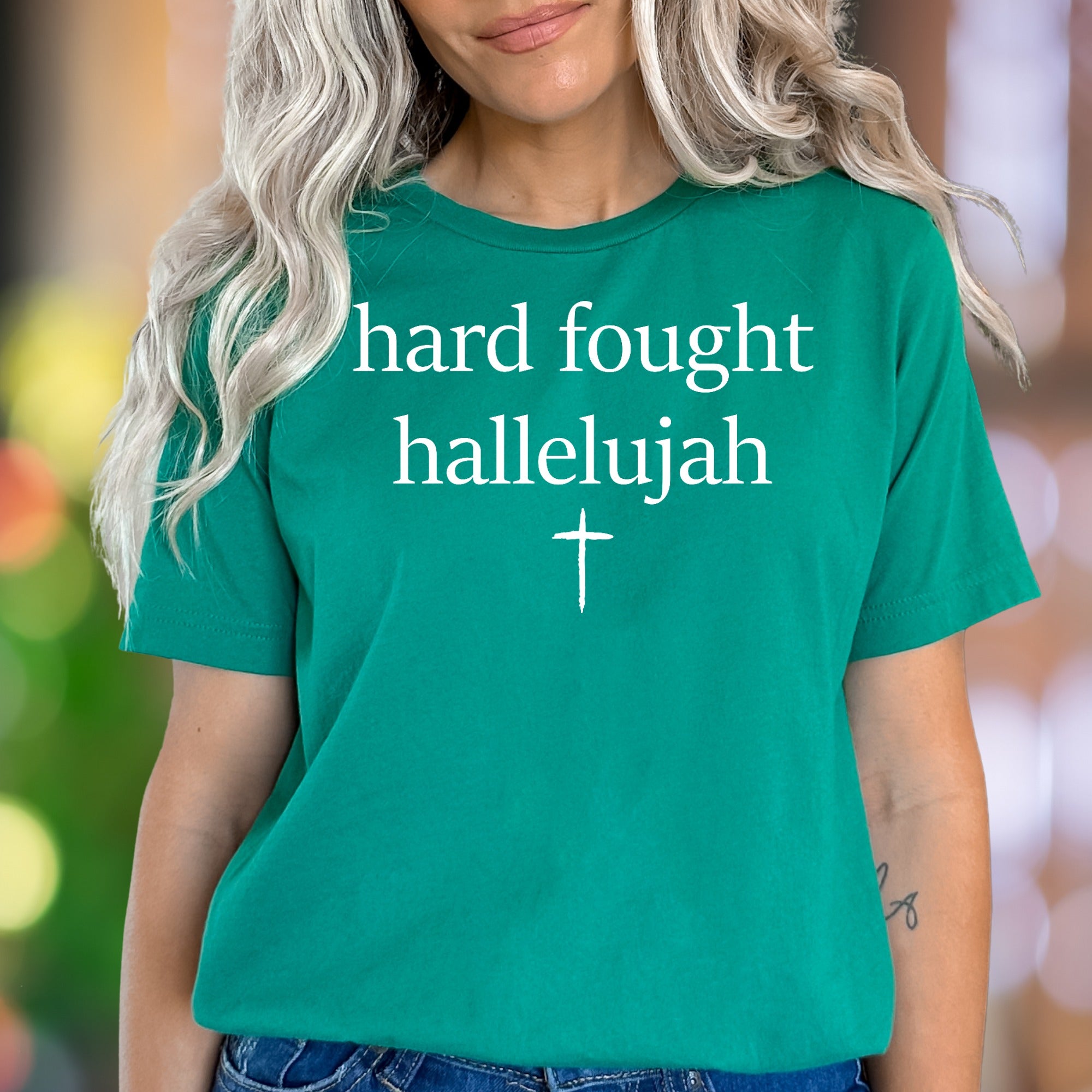 "hard fought hallelujah" | Spiritual Statement Unisex Adult T-Shirt | Faith-Inspired Motivation