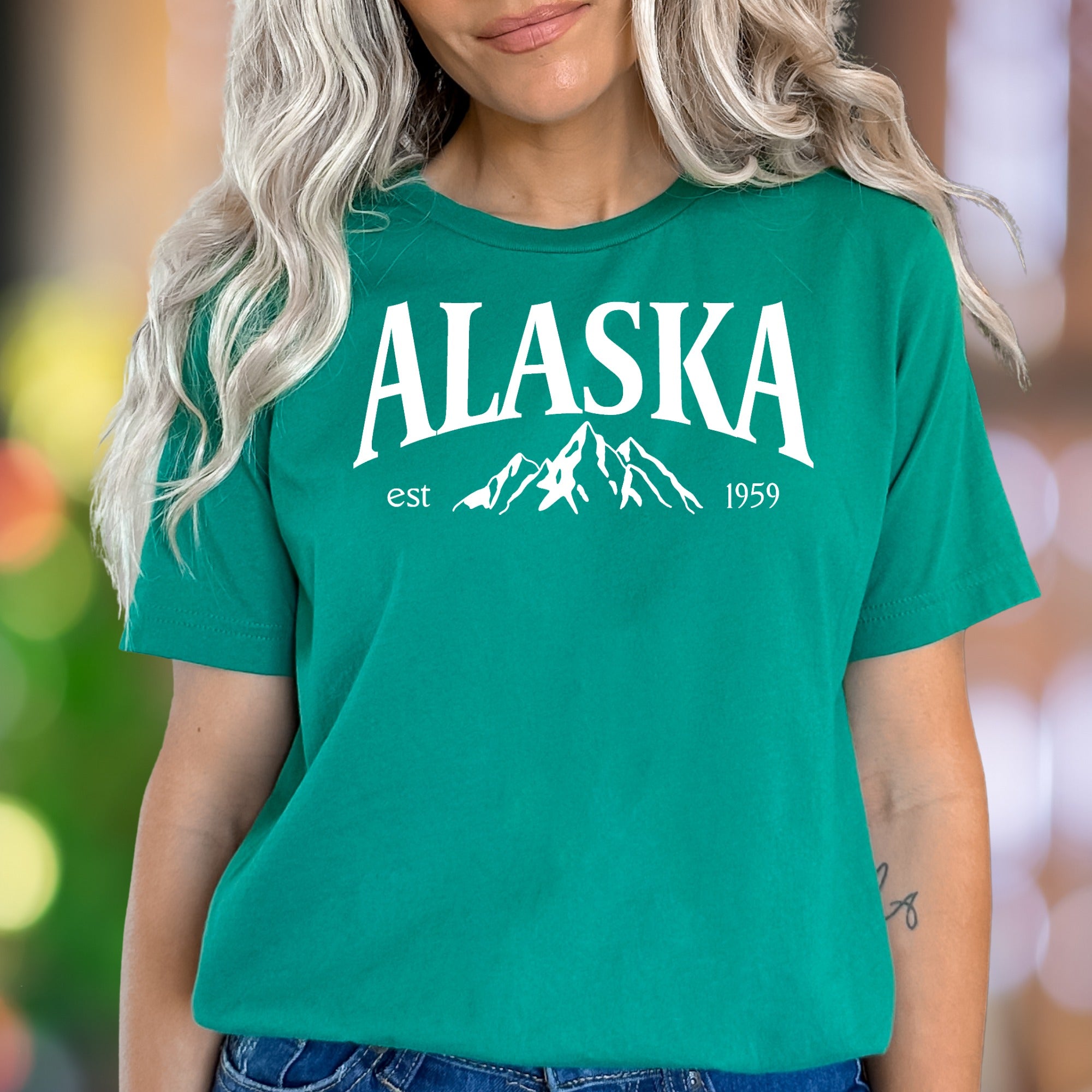 "ALASKA est 1959" | Retro Mountain Graphic Unisex Adult T-Shirt | Nature Explorer Lifestyle
