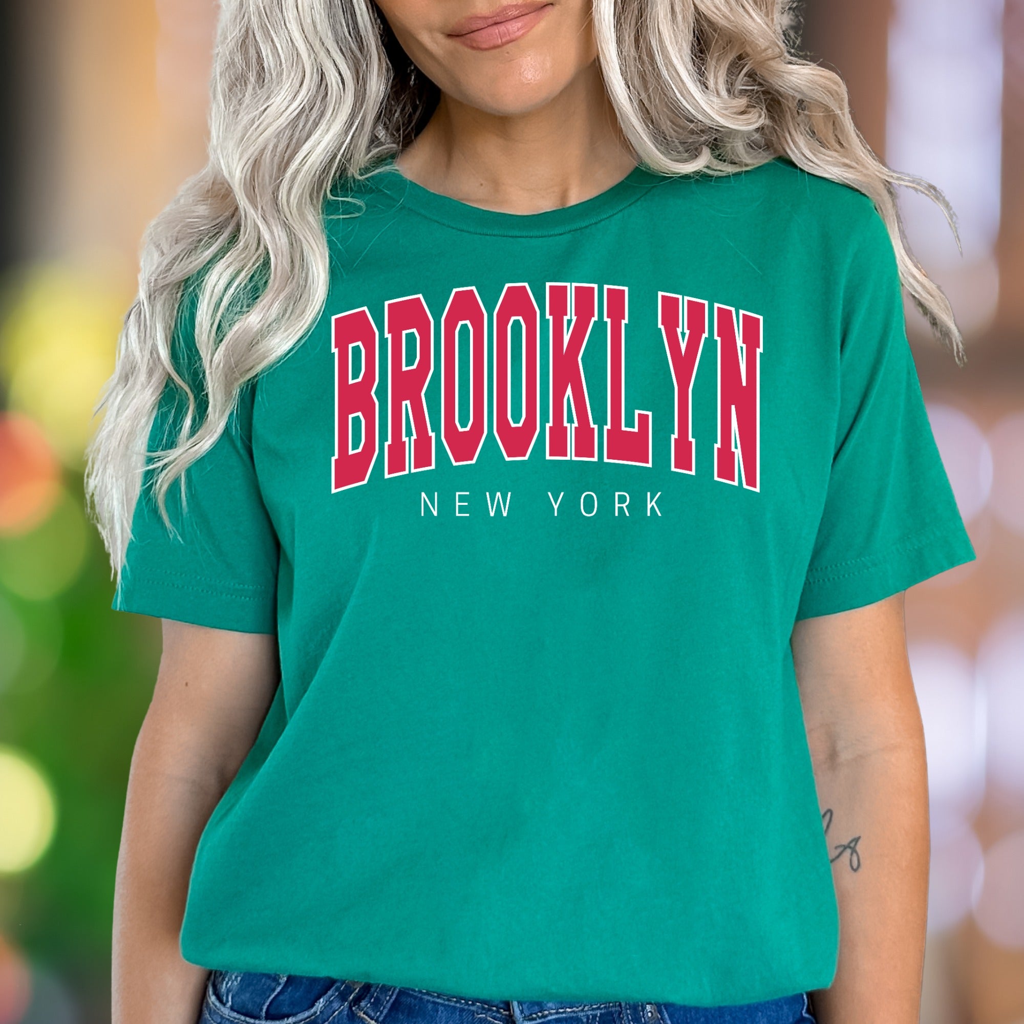 "BROOKLYN NEW YORK" | Bold Arch College Typography Unisex Adult T-Shirt | City Streetwear