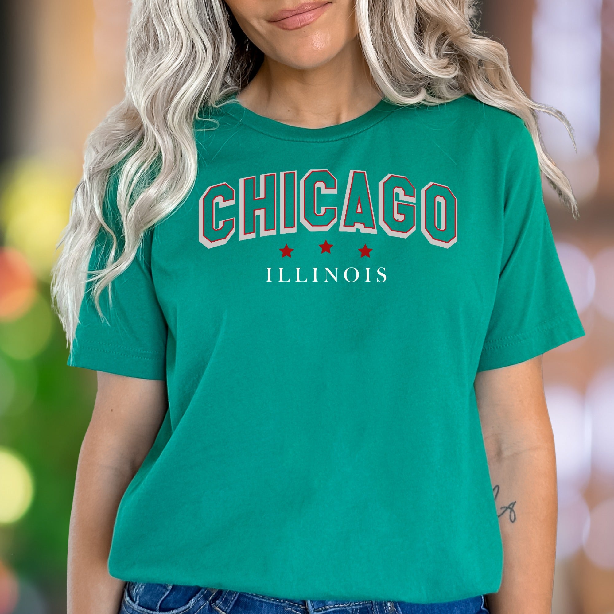 "CHICAGO ILLINOIS" | Retro Typography Unisex Adult T-Shirt | City Pride Apparel