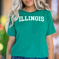 "ILLINOIS" | Bold Typography Unisex Adult T-Shirt | State Pride Lifestyle