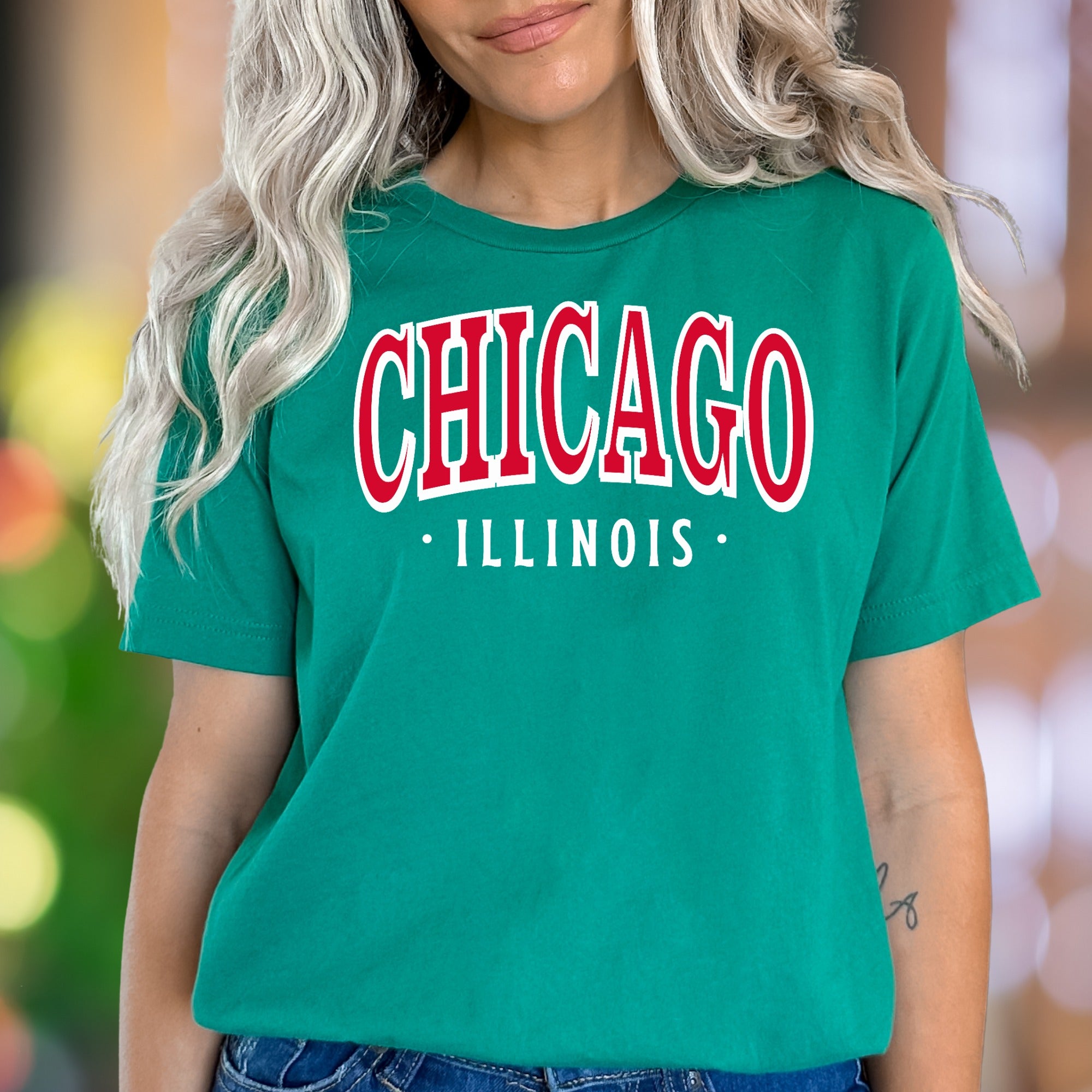 "CHICAGO ILLINOIS" | Bold City Typography Unisex Adult T-Shirt | Local Pride Apparel