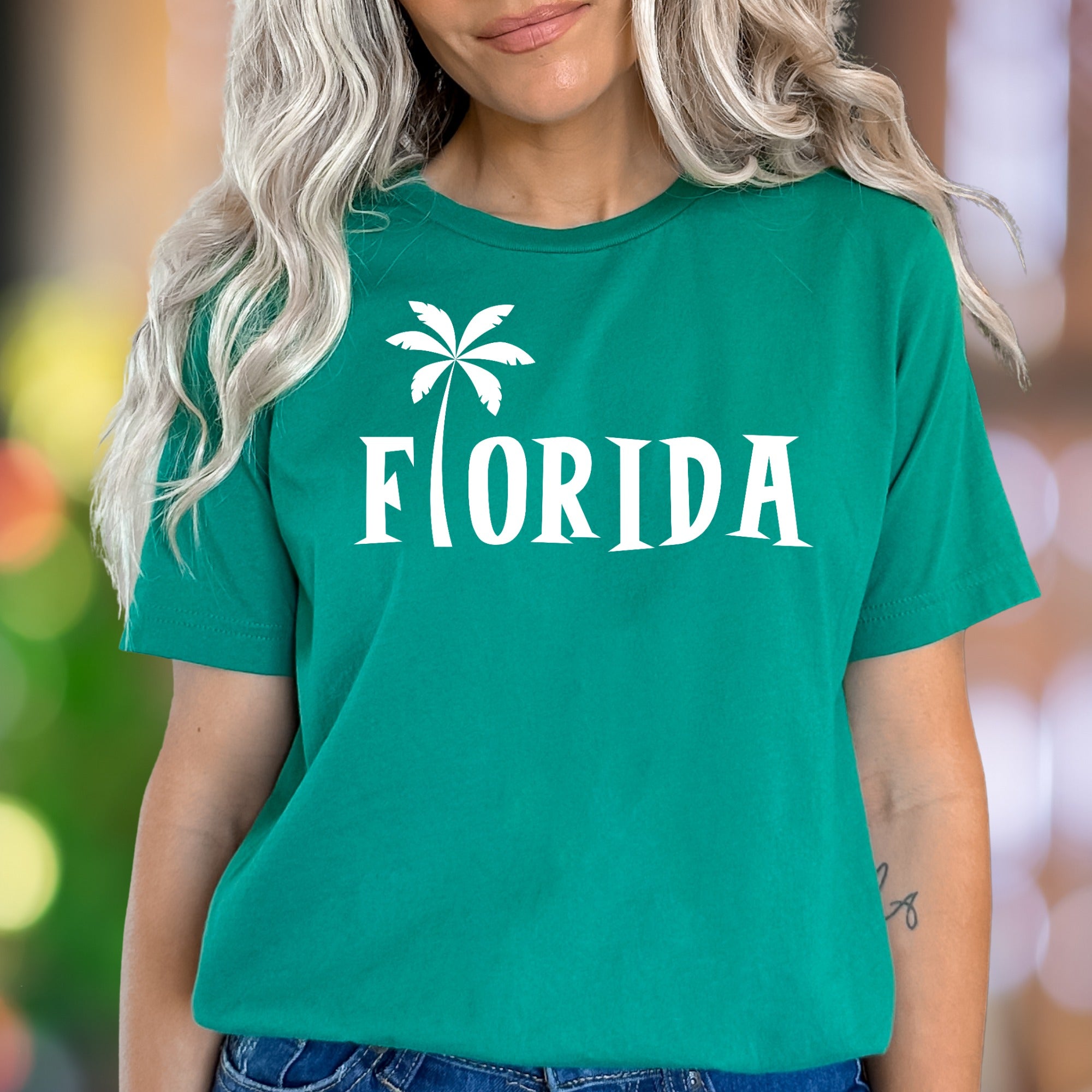 "Florida" | Palm Tree Typography Unisex Adult T-Shirt | Tropical Lifestyle