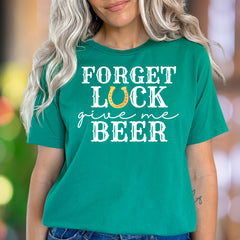 "Forget Luck Give Me Beer" | Funny Retro Unisex Adult T-Shirt | Celebration Lifestyle