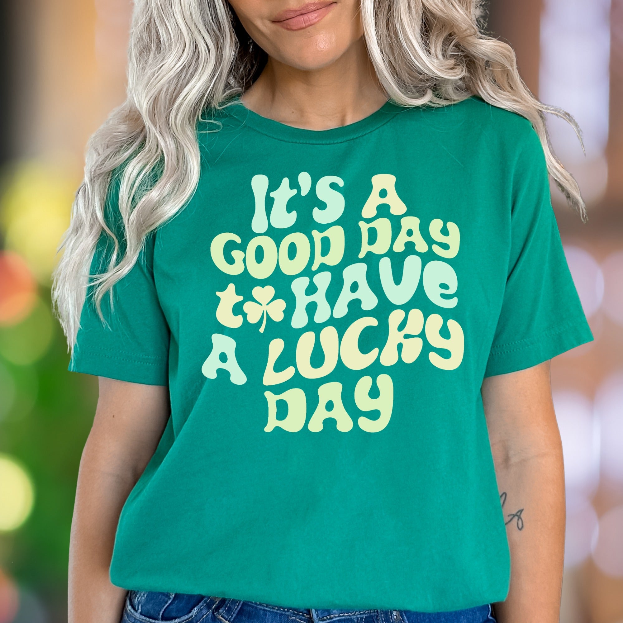 "It's A Good Day To Have A Lucky Day" | Retro Typography Unisex Adult T-Shirt | Positive Vibes Apparel