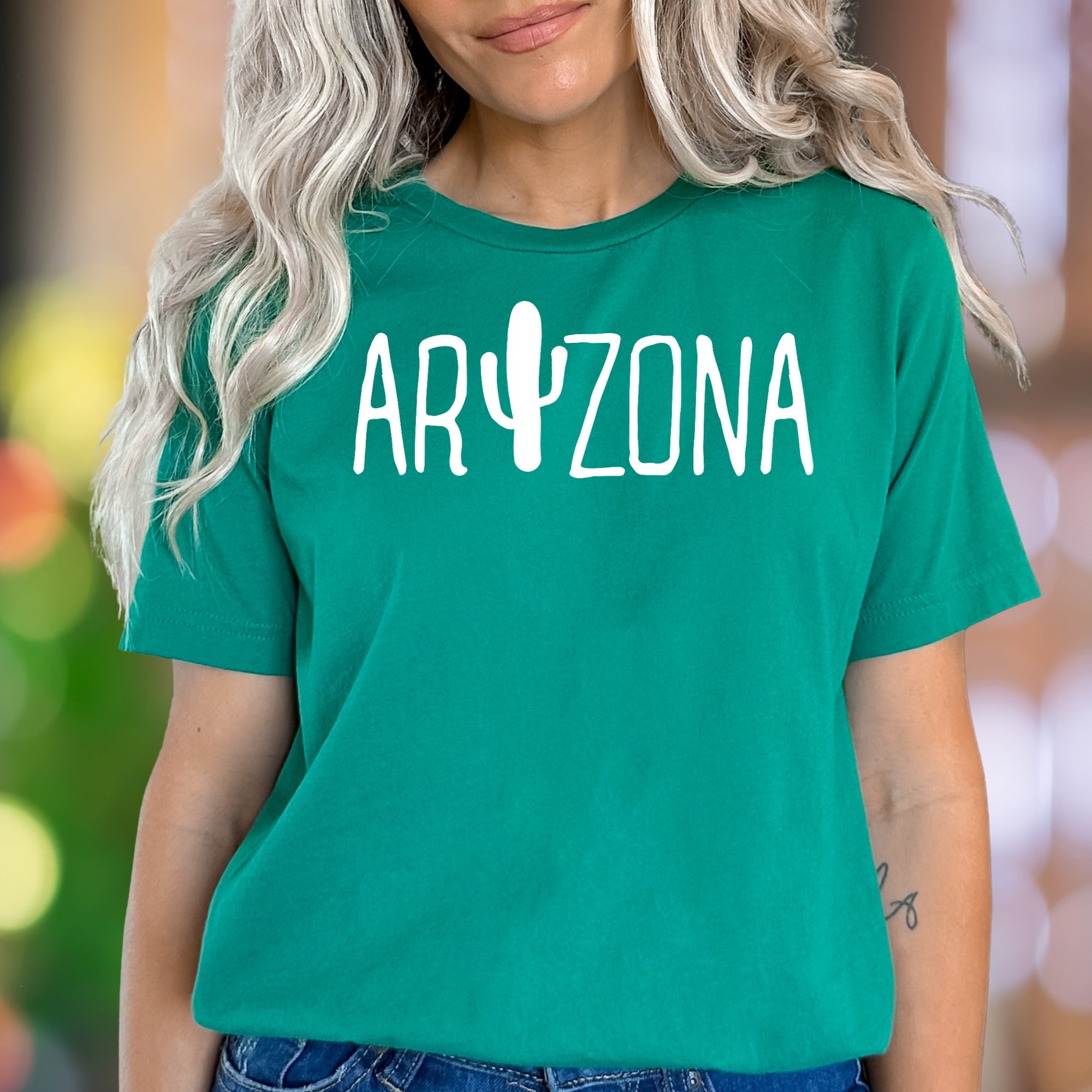 "ARIZONA" | Cactus Typography Unisex Adult T-Shirt | State Pride