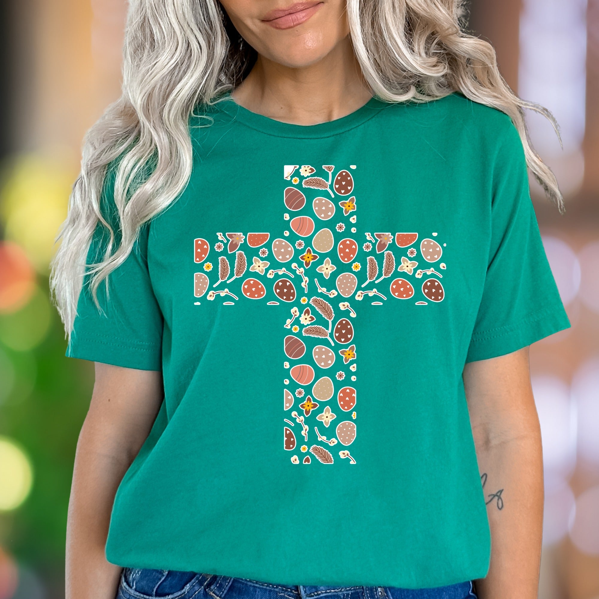 "Easter Cross" | Festive Pattern Unisex Adult T-Shirt | Holiday Lifestyle
