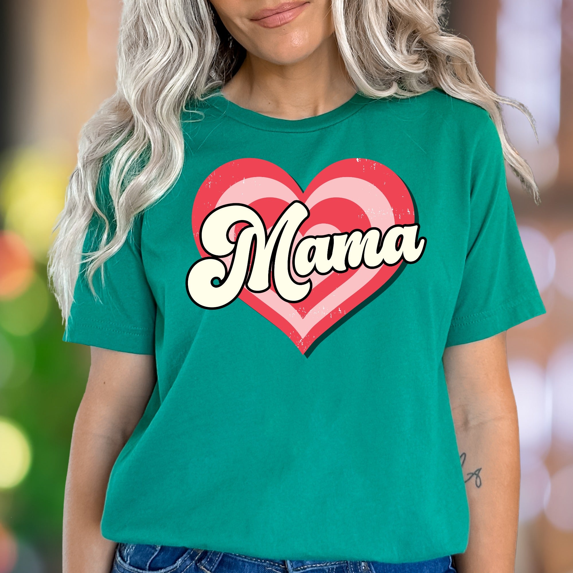 "Mama" | Retro Heart Graphic Unisex Adult T-Shirt | Motherhood Lifestyle