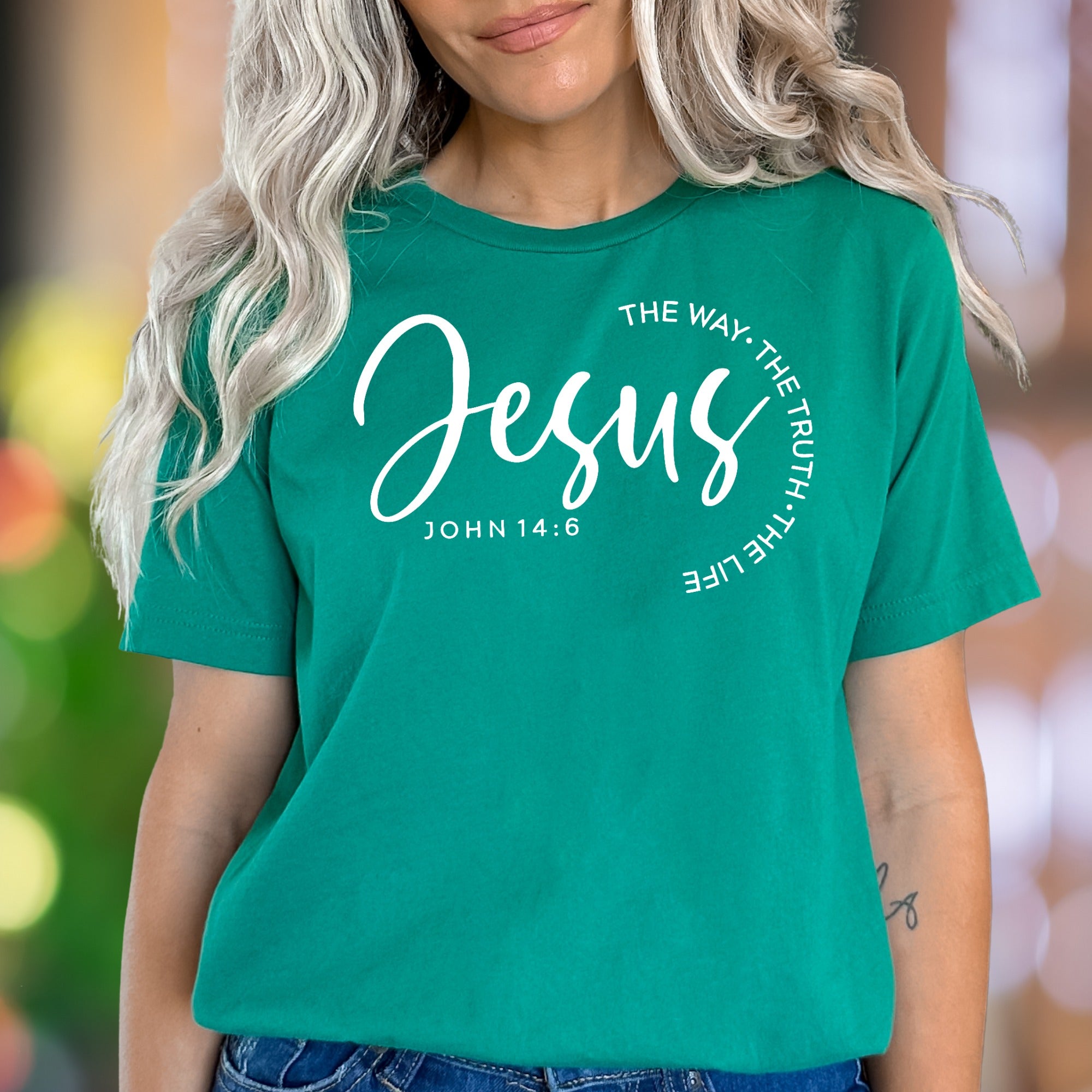 "Jesus The Way The Truth The Life John 14:6" | Calligraphy Typography Unisex Adult T-Shirt | Faith-Inspired Lifestyle