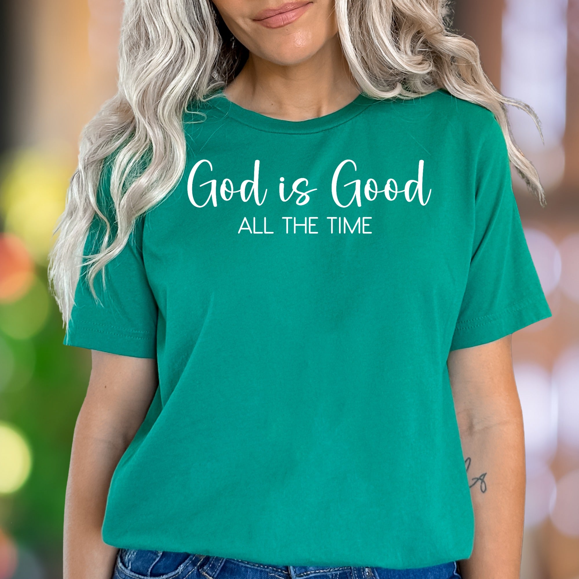 "God Is Good ALL THE TIME" | Script Typography Unisex Adult T-Shirt | Uplifting Faith Apparel