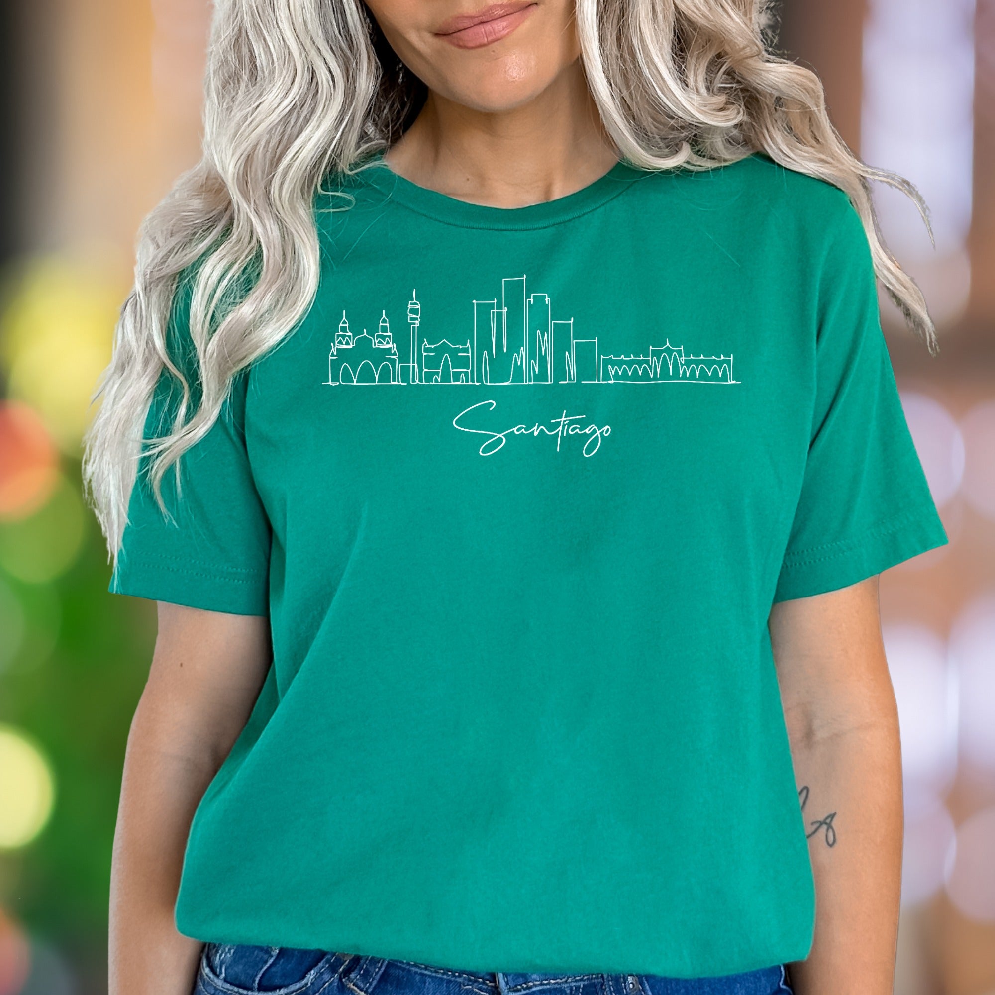 "Santiago" | Minimal Skyline Unisex Adult T-Shirt | Travel Lifestyle