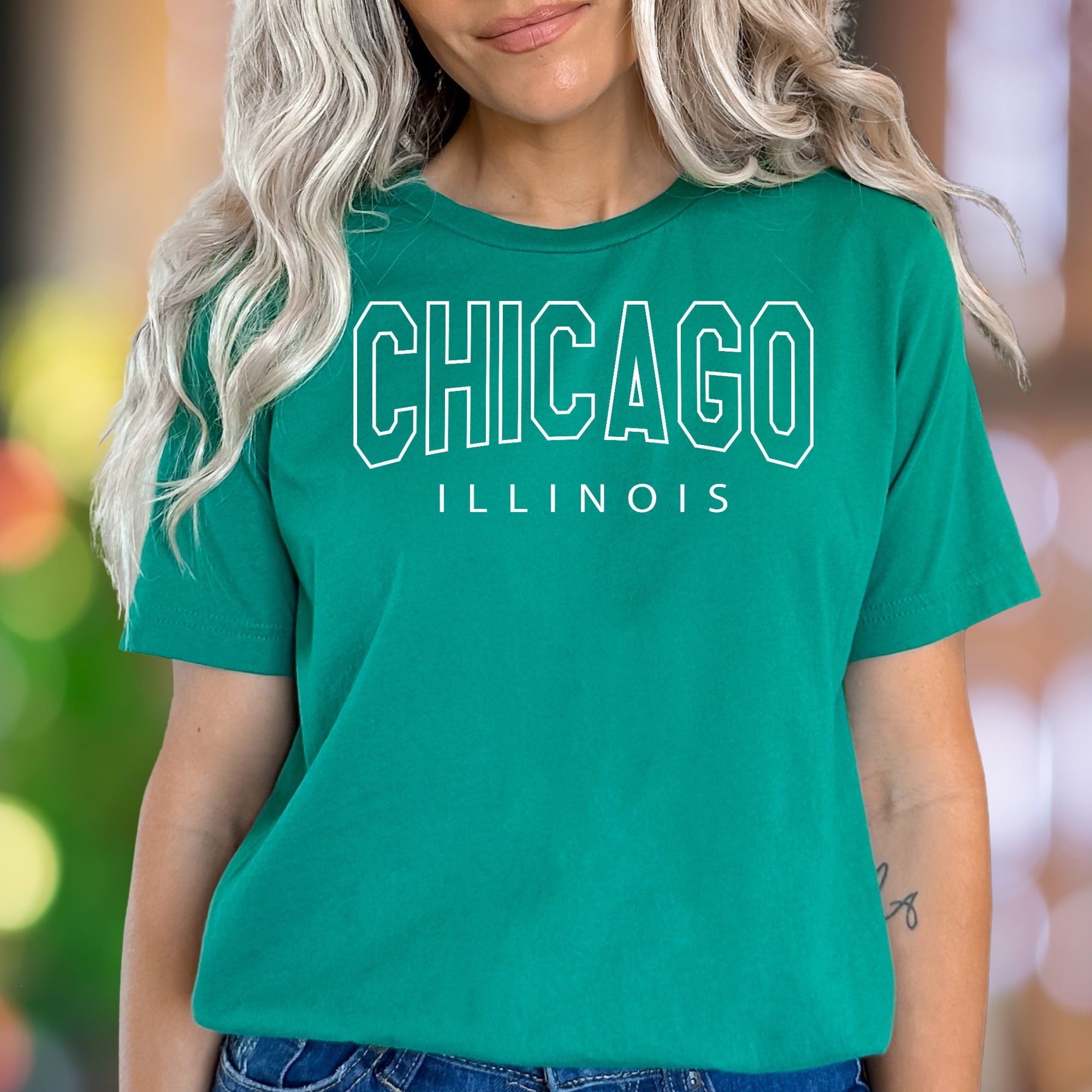 "Chicago Illinois" | Modern City Typography Unisex Adult T-Shirt | Local Pride Apparel