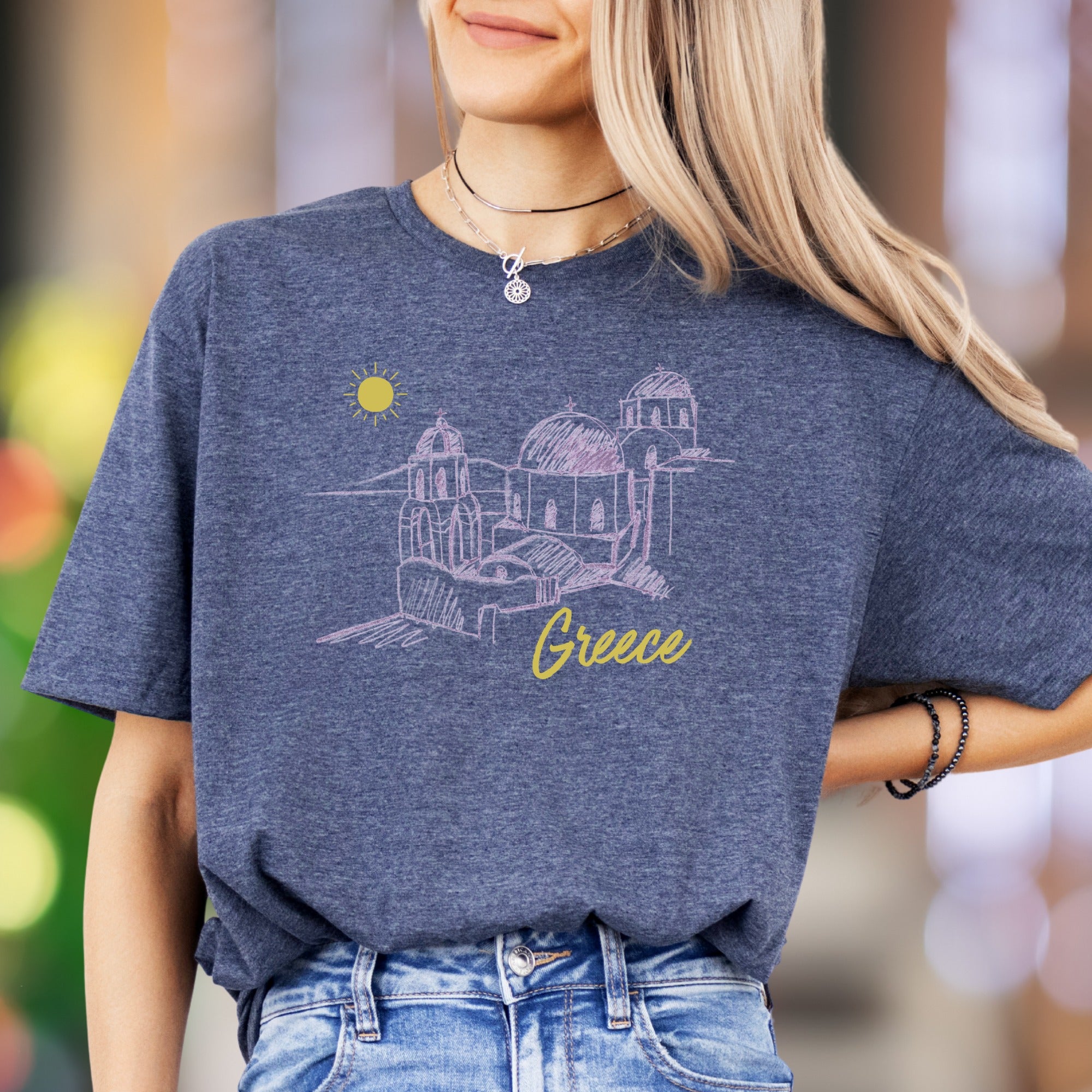 "Greece" | Sketch Art Travel Unisex Adult T-Shirt | Mediterranean Lifestyle