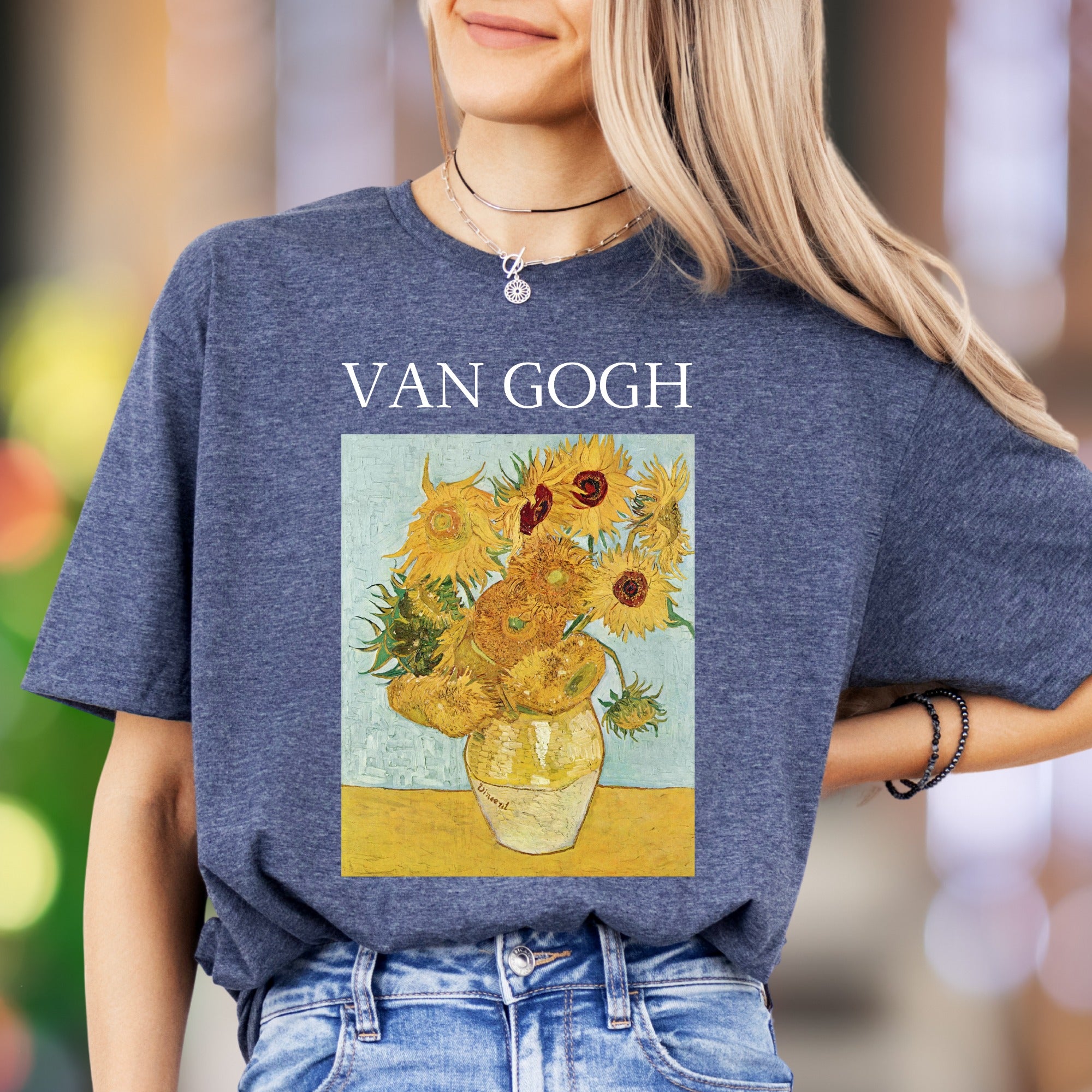 "VAN GOGH" Van Gogh Sunflowers Art Unisex Adult T-Shirt | Artistic Expression