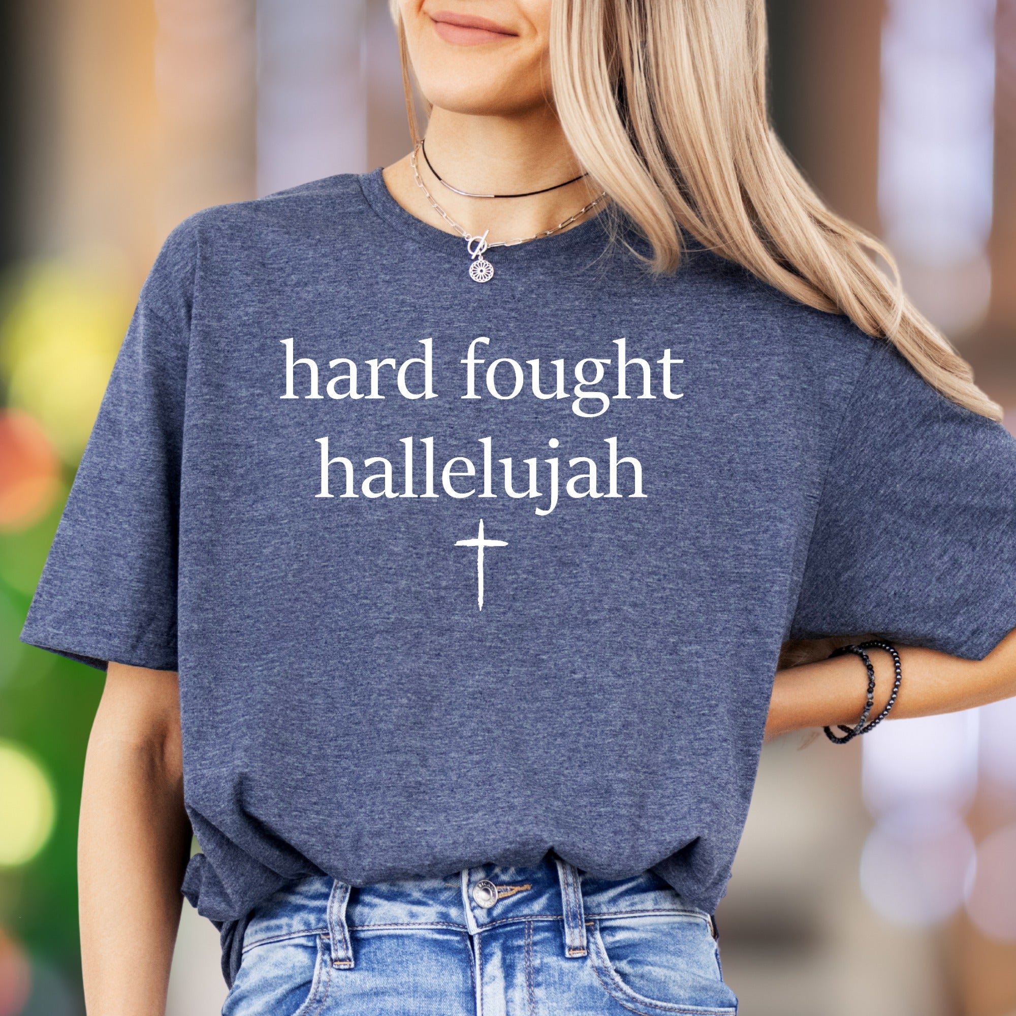 "hard fought hallelujah" | Spiritual Statement Unisex Adult T-Shirt | Faith-Inspired Motivation