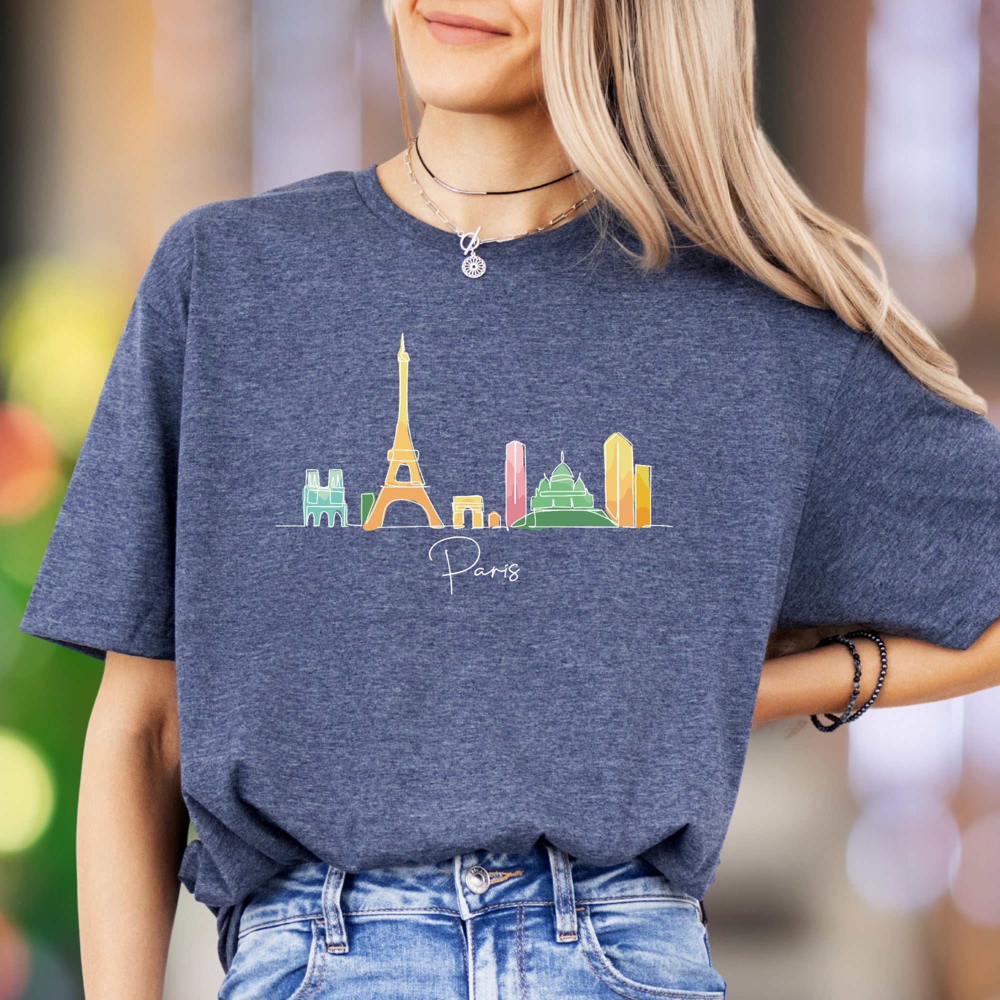 "Paris" | Minimal Skyline Unisex Adult T-Shirt | Travel & City Lifestyle