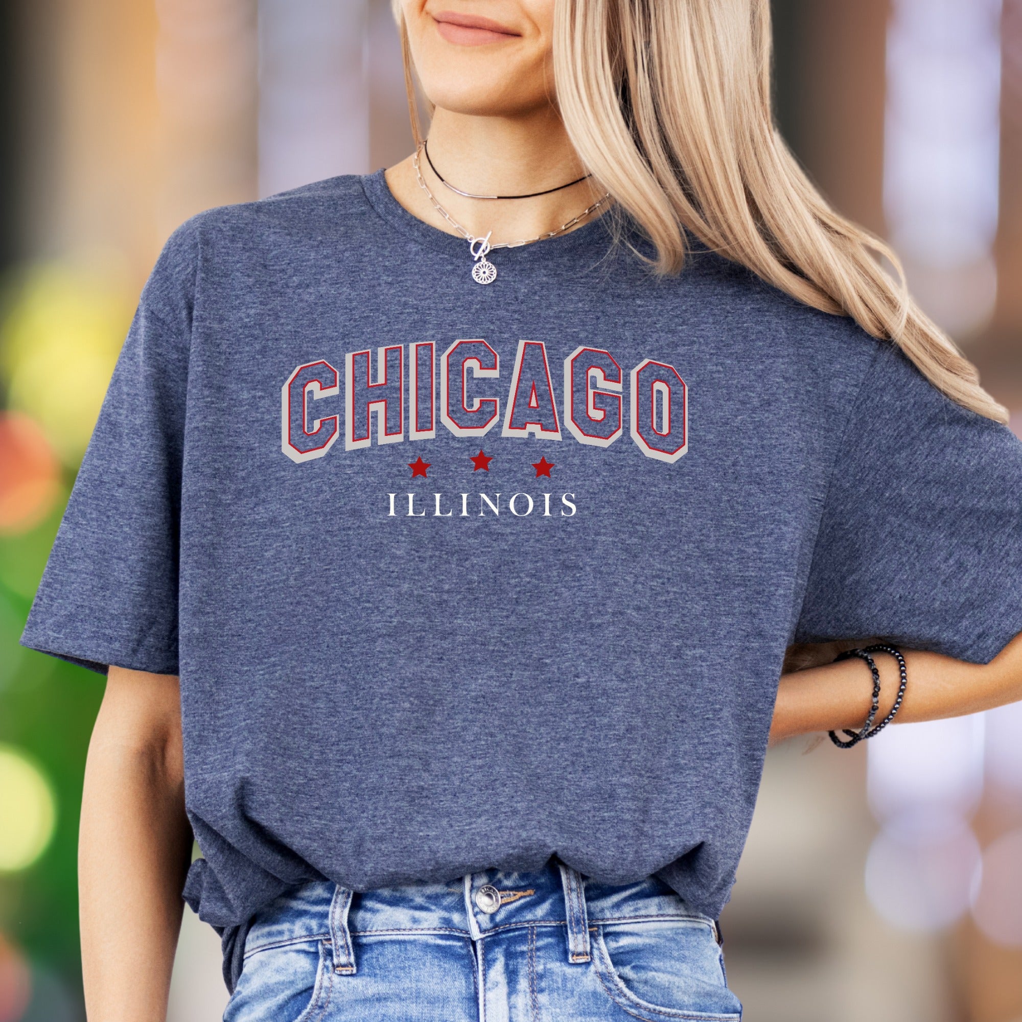 "CHICAGO ILLINOIS" | Retro Typography Unisex Adult T-Shirt | City Pride Apparel