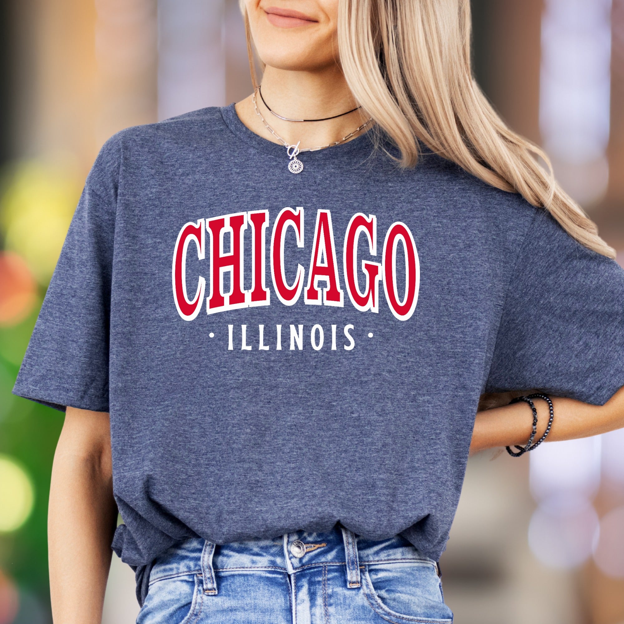 "CHICAGO ILLINOIS" | Bold City Typography Unisex Adult T-Shirt | Local Pride Apparel