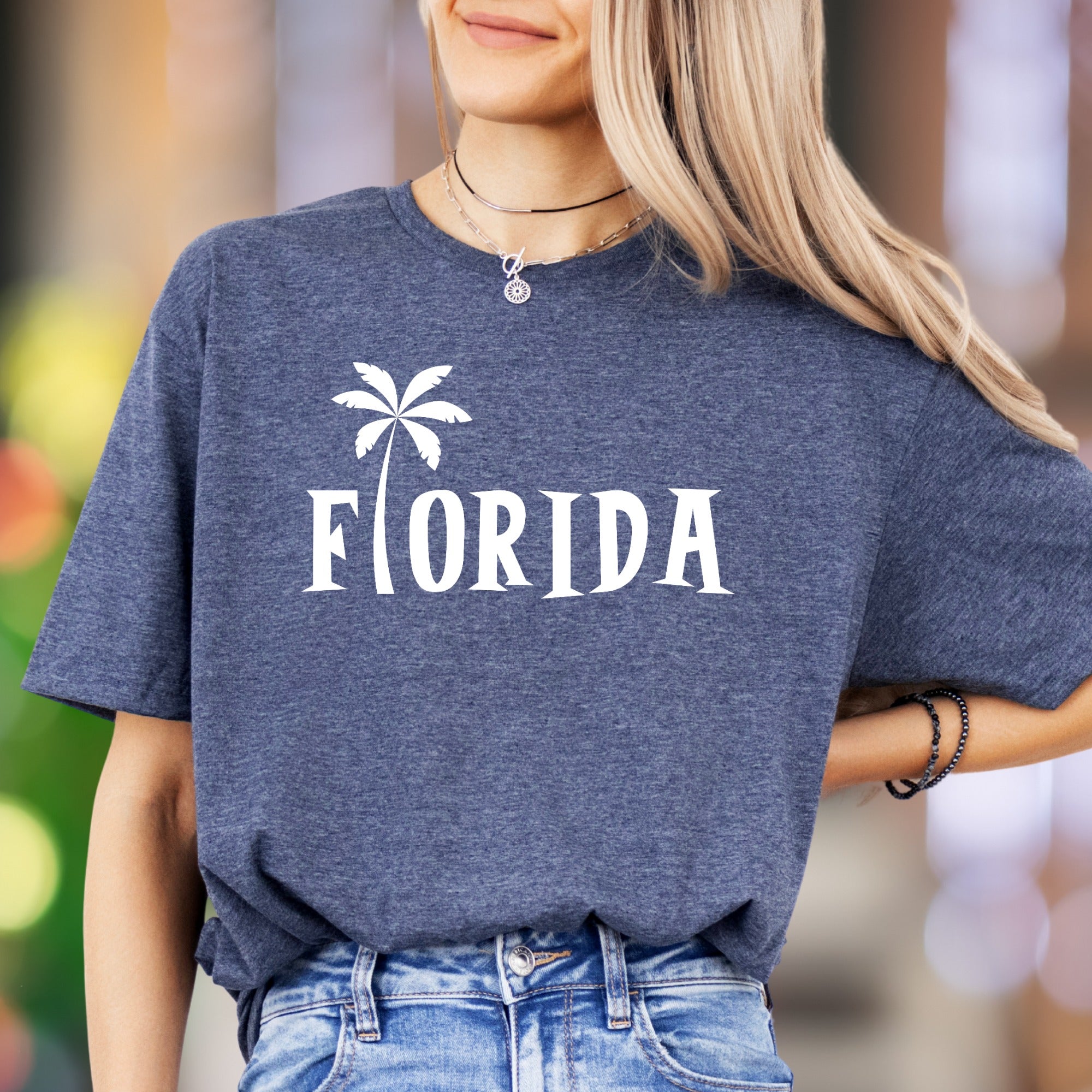 "Florida" | Palm Tree Typography Unisex Adult T-Shirt | Tropical Lifestyle