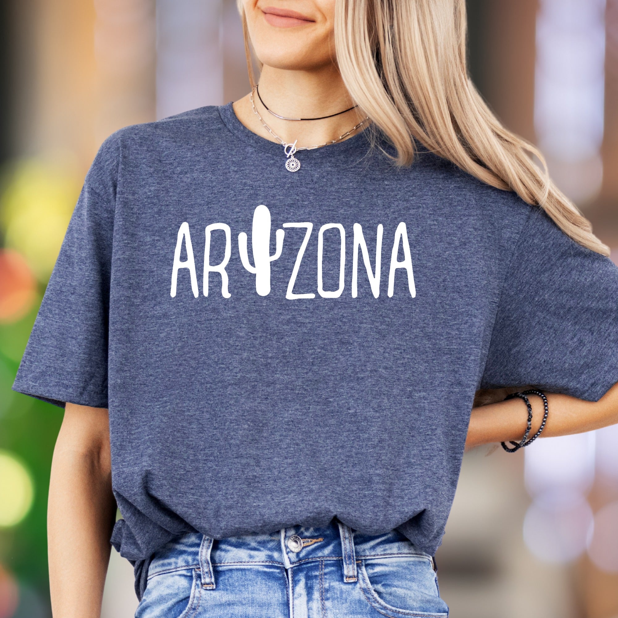 "ARIZONA" | Cactus Typography Unisex Adult T-Shirt | State Pride