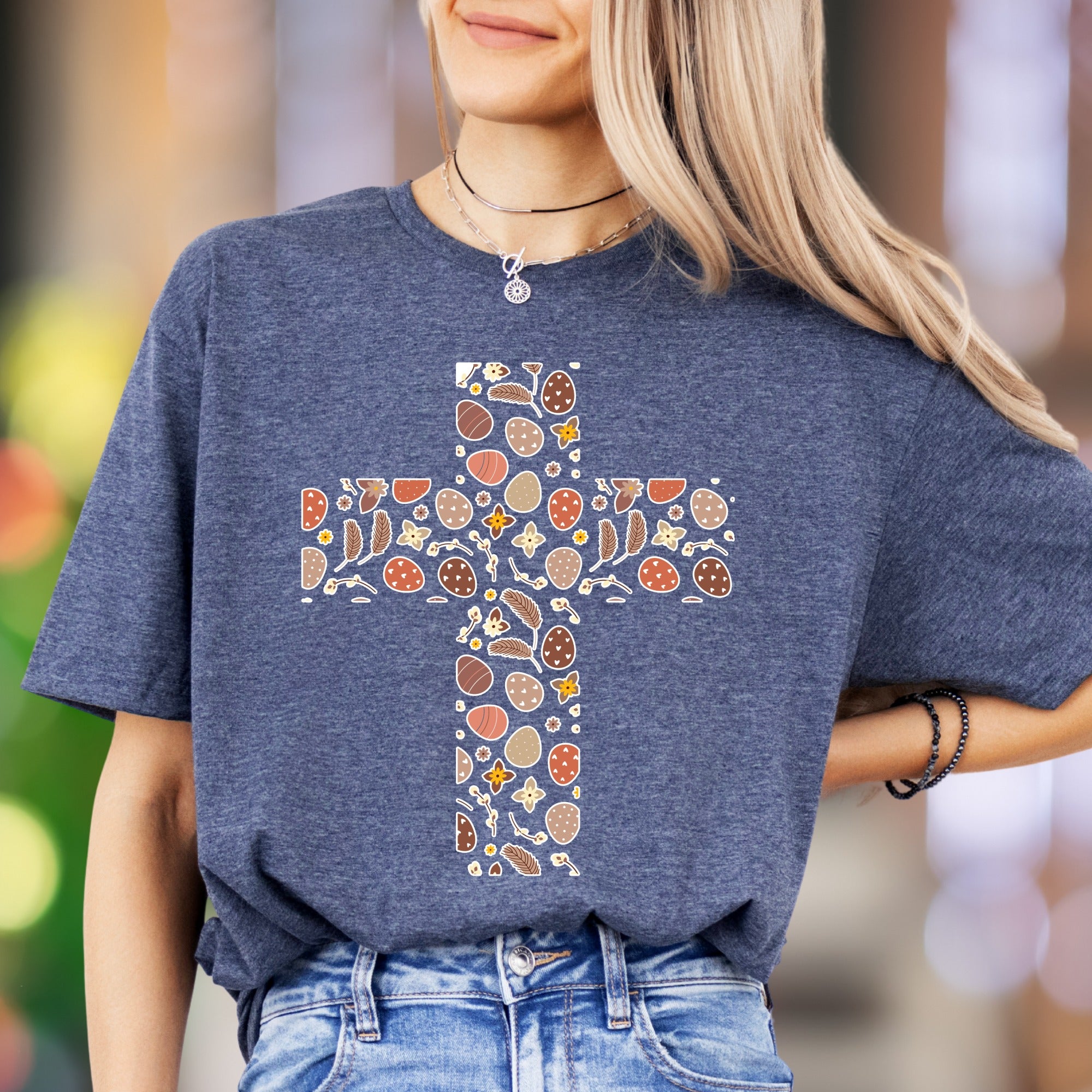 "Easter Cross" | Festive Pattern Unisex Adult T-Shirt | Holiday Lifestyle