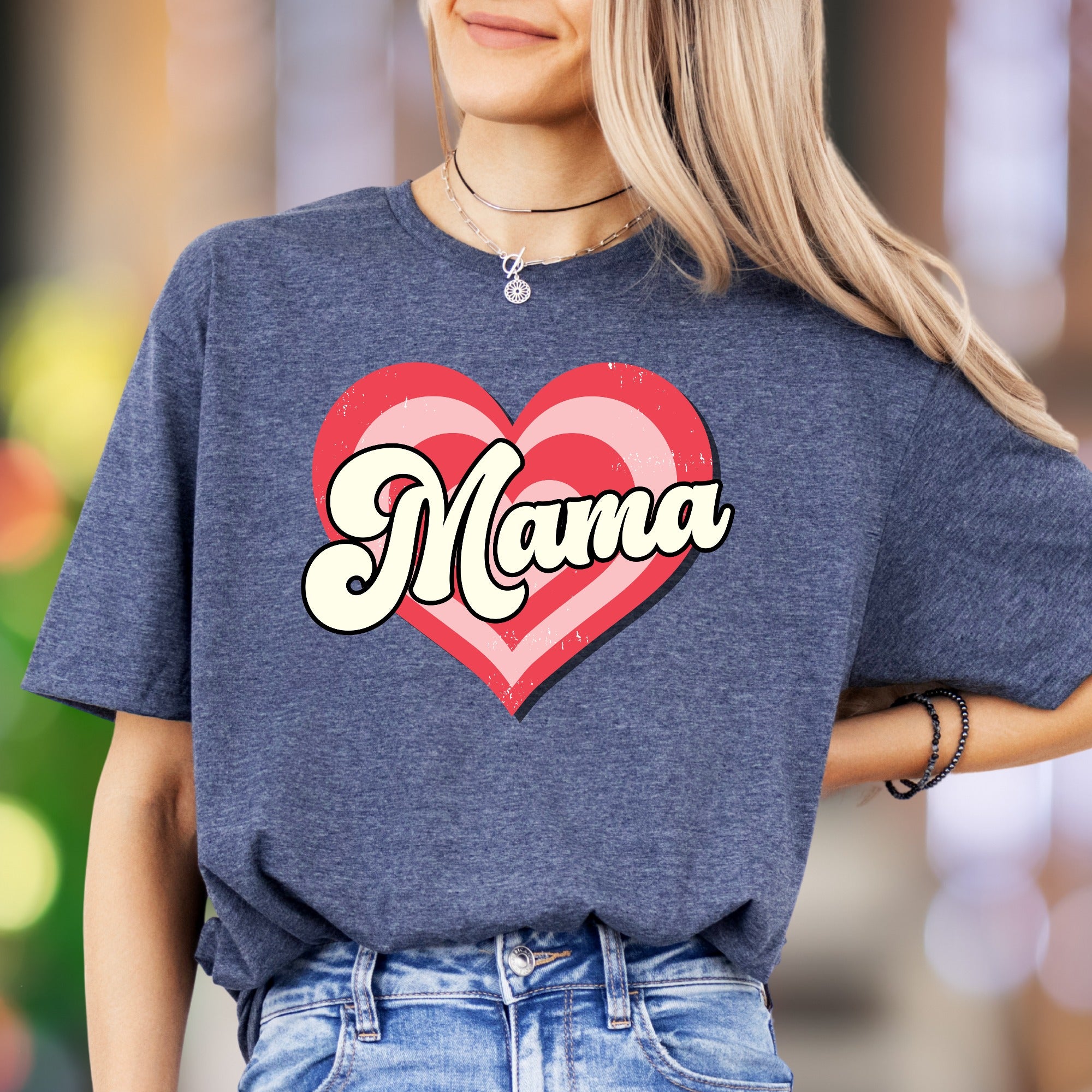 "Mama" | Retro Heart Graphic Unisex Adult T-Shirt | Motherhood Lifestyle