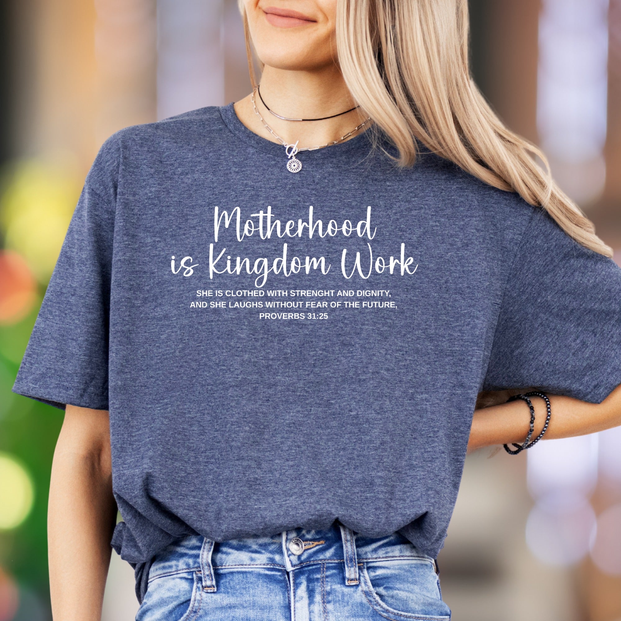 "Motherhood is Kingdom Work" | Script Typography Unisex Adult T-Shirt | Empowering Lifestyle