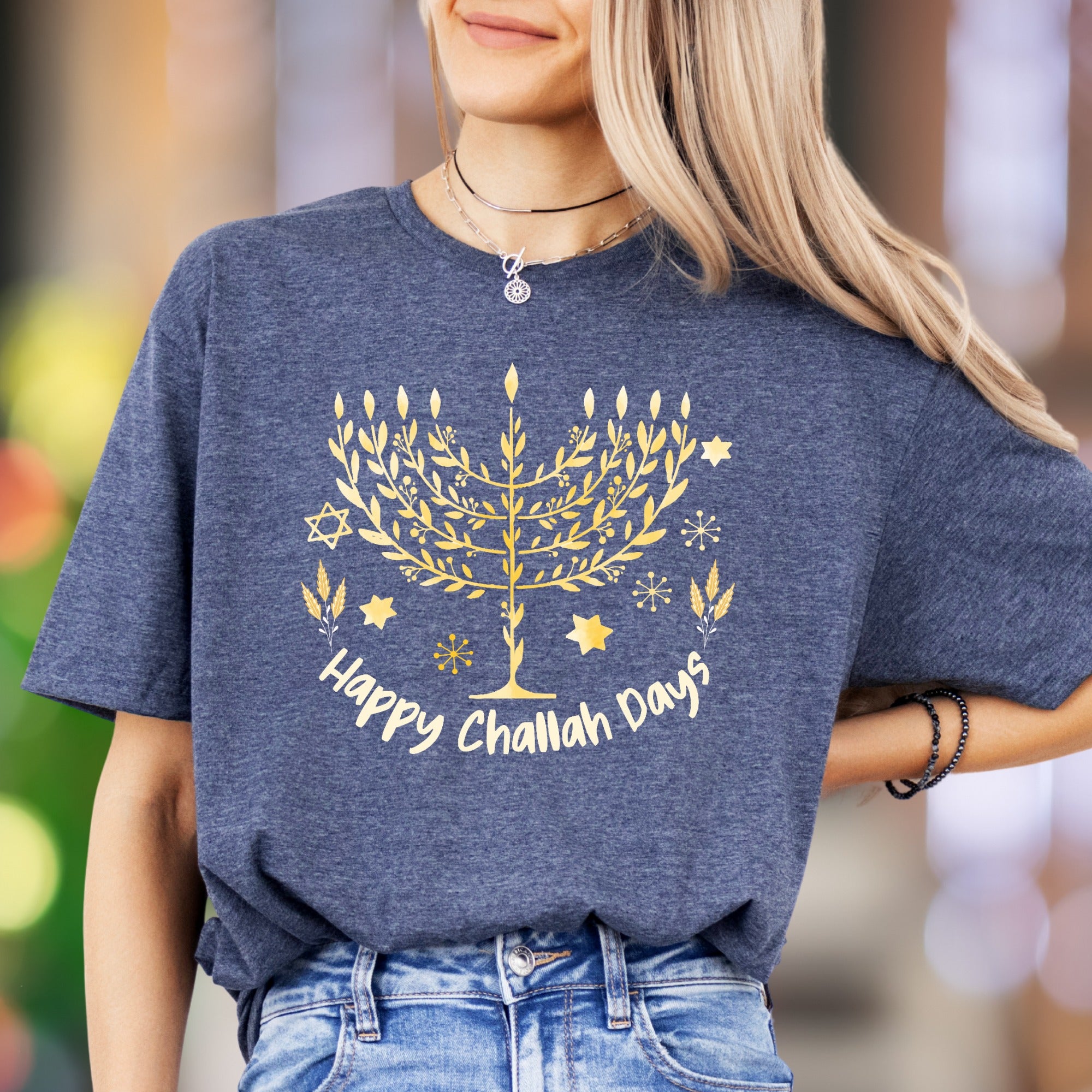 "Happy Challah Days" | Festive Menorah Unisex Adult T-Shirt | Holiday Celebration