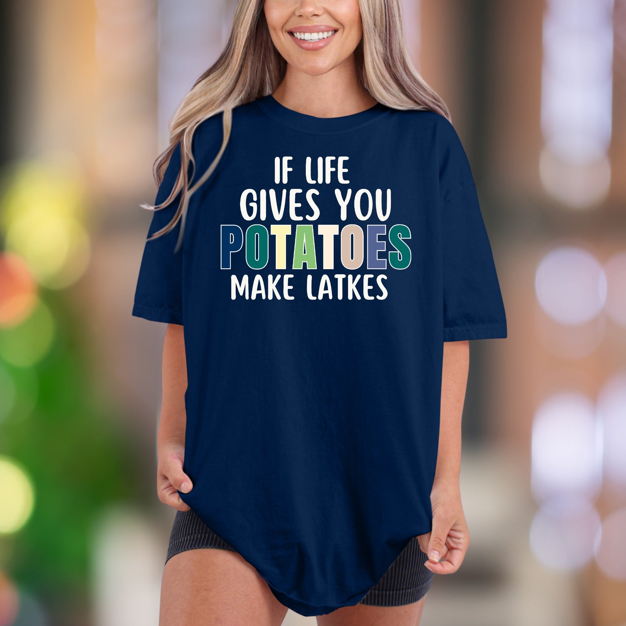 "If Life Gives You Potatoes Make Latkes" | Comfort Colors Unisex Adult T-Shirt | Funny Foodie Personality Tee