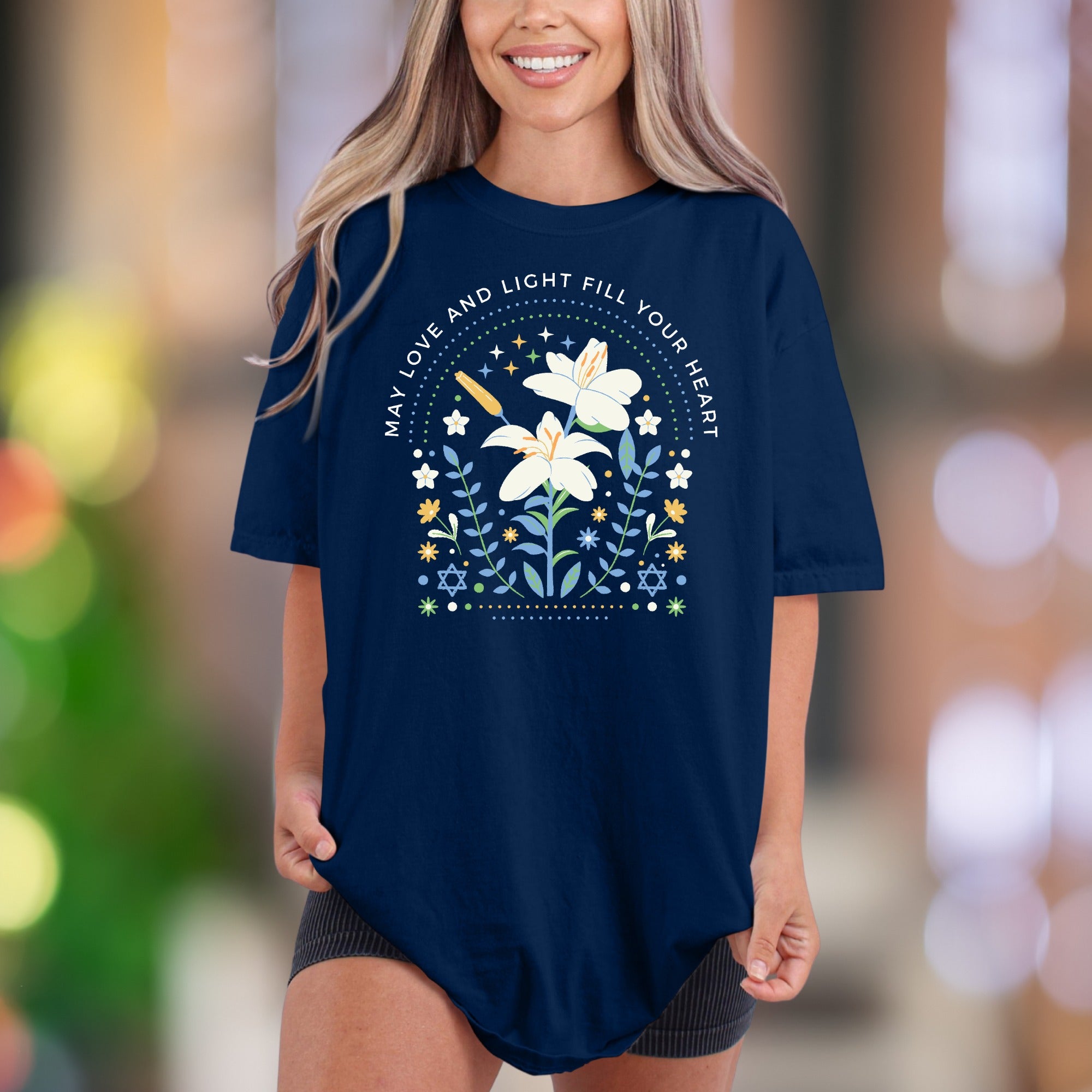 "May Love And Light Fill Your Heart" | Comfort Colors Unisex Adult T-Shirt | Uplifting Floral Design