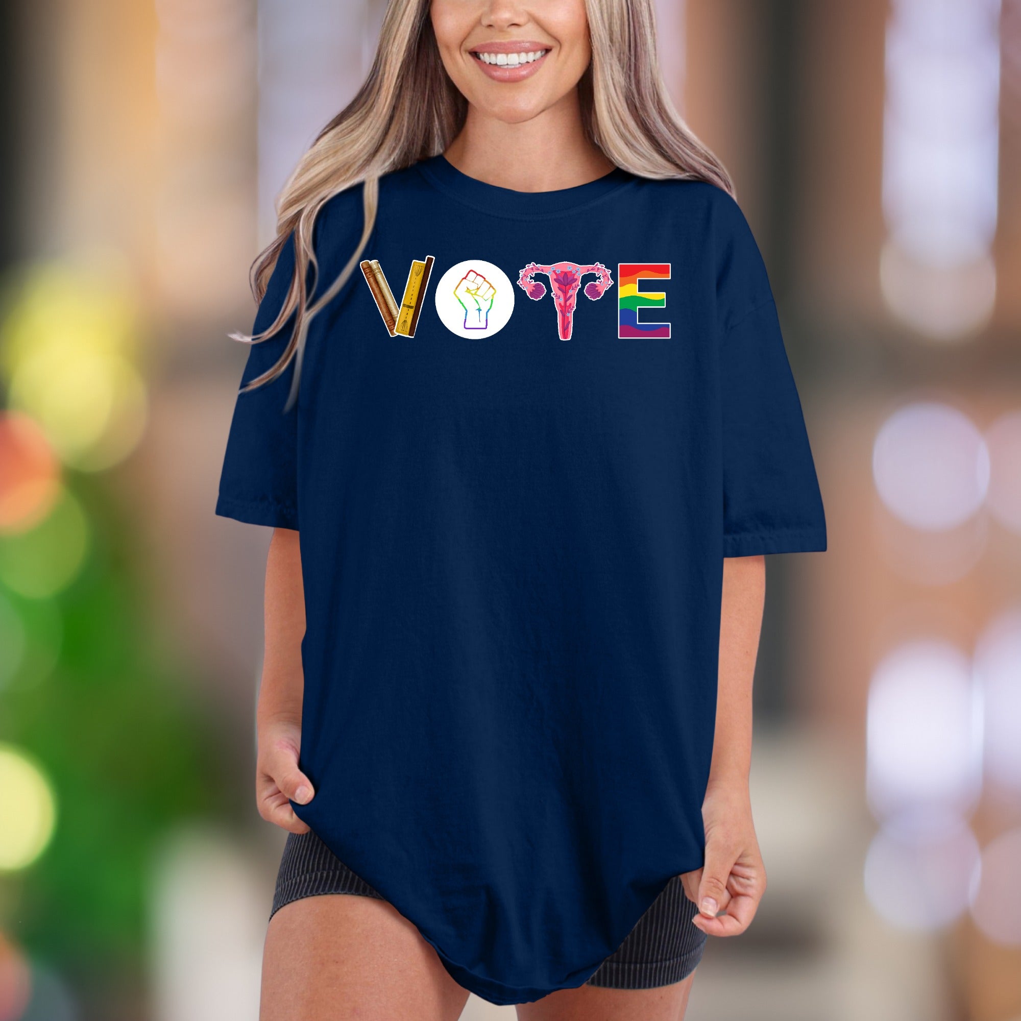 "VOTE" | Comfort Colors Unisex Adult T-Shirt | Empowering Rainbow Graphic Tee