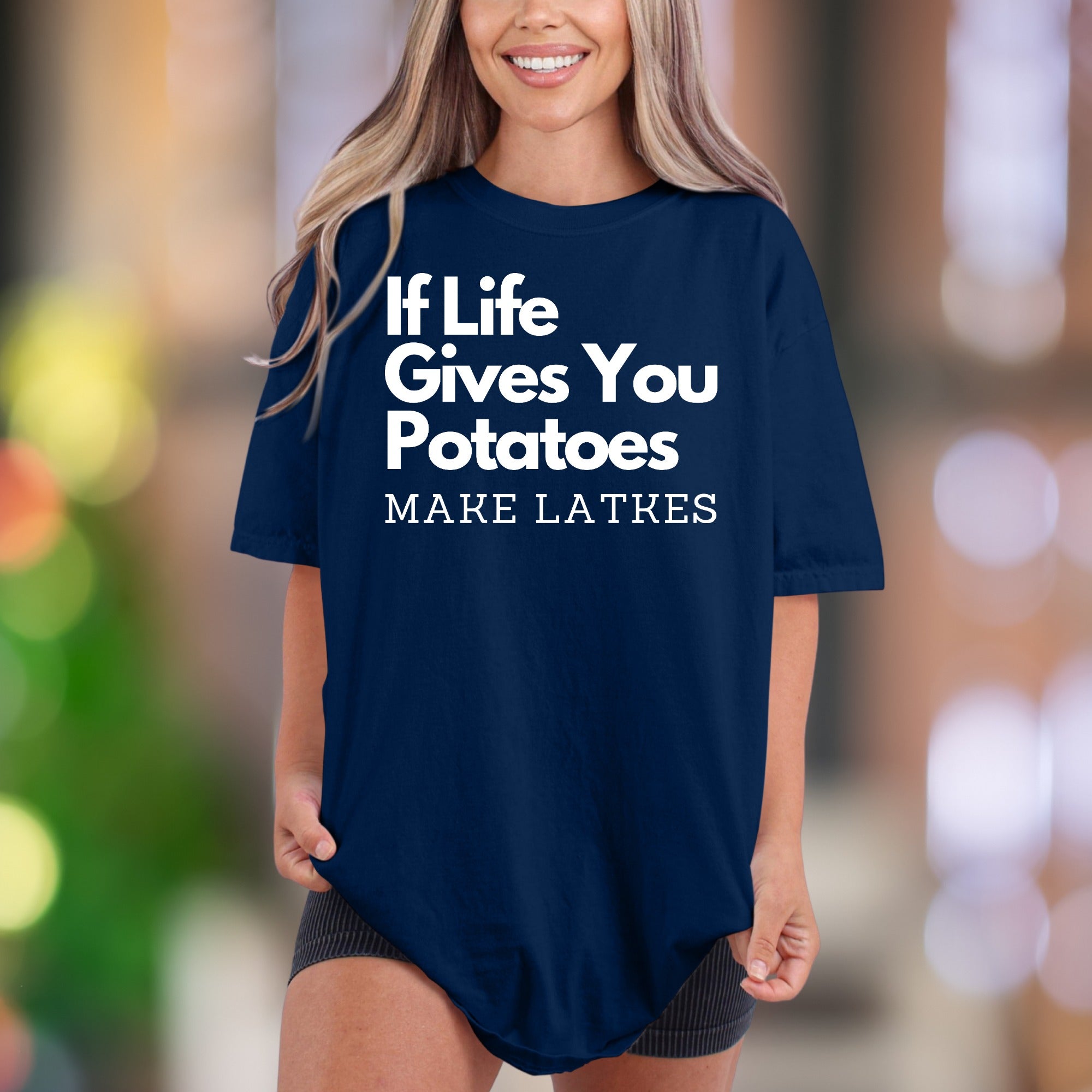 "If Life Gives You Potatoes Make Latkes" | Comfort Colors Unisex Adult T-Shirt | Funny Foodie Personality Tee