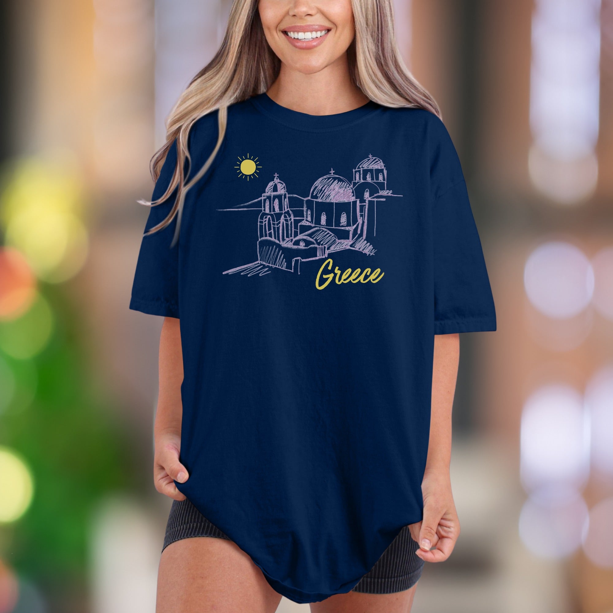 Greece Sketch Outline | Comfort Colors Unisex Adult T-Shirt | Travel Souvenir Style