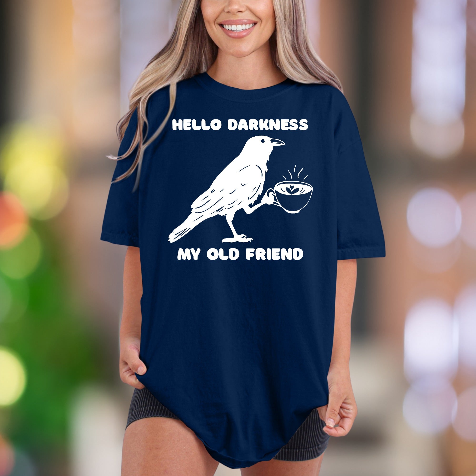 "Hello Darkness My Old Friend" | Comfort Colors Unisex Adult T-Shirt | Sarcastic Coffee Lover Tee