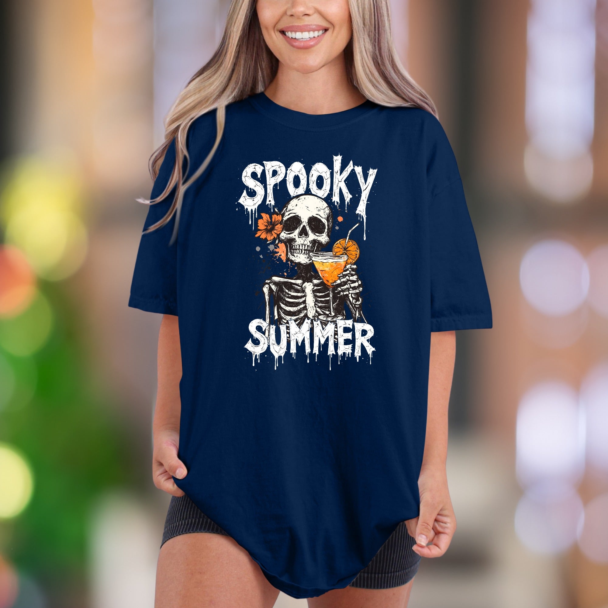 "Spooky Summer" | Comfort Colors Unisex Adult T-Shirt | Edgy Beach Skeleton Design