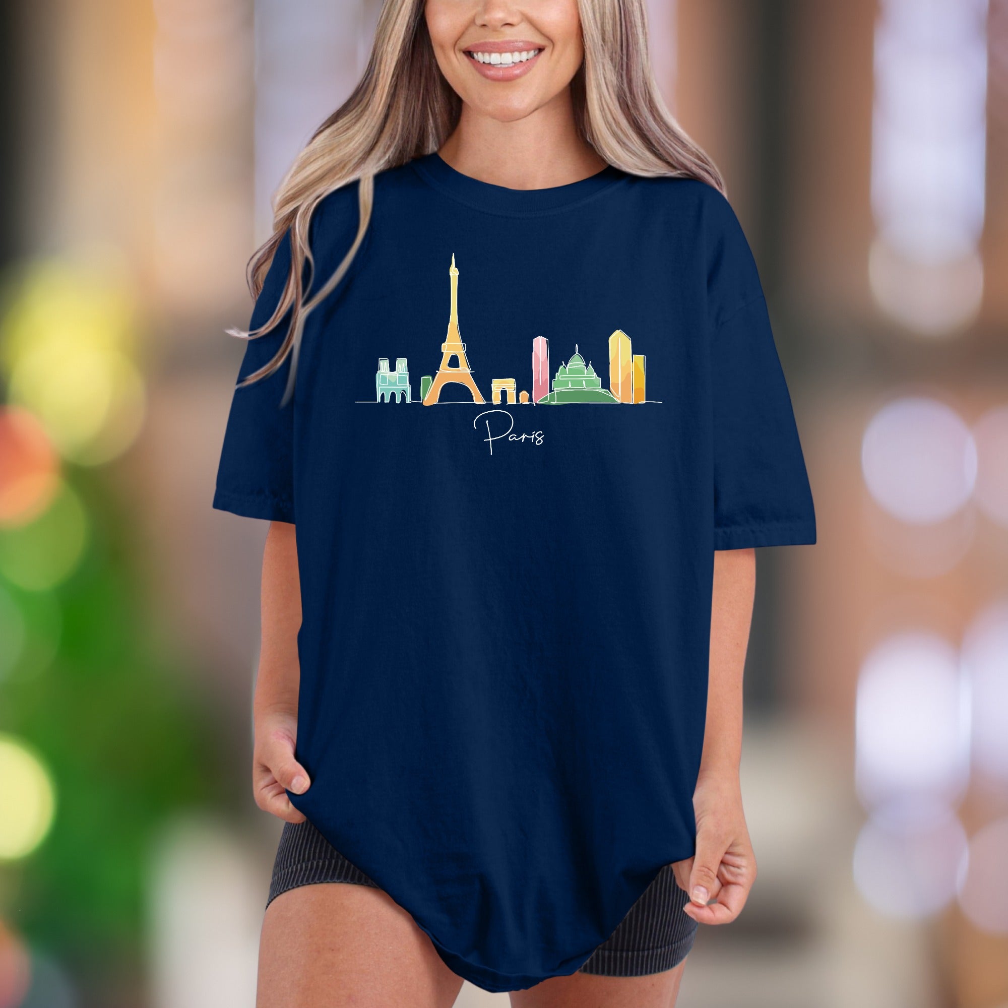 Paris Cityscape Skyline | Comfort Colors Unisex Adult T-Shirt | Travel Lover Gift