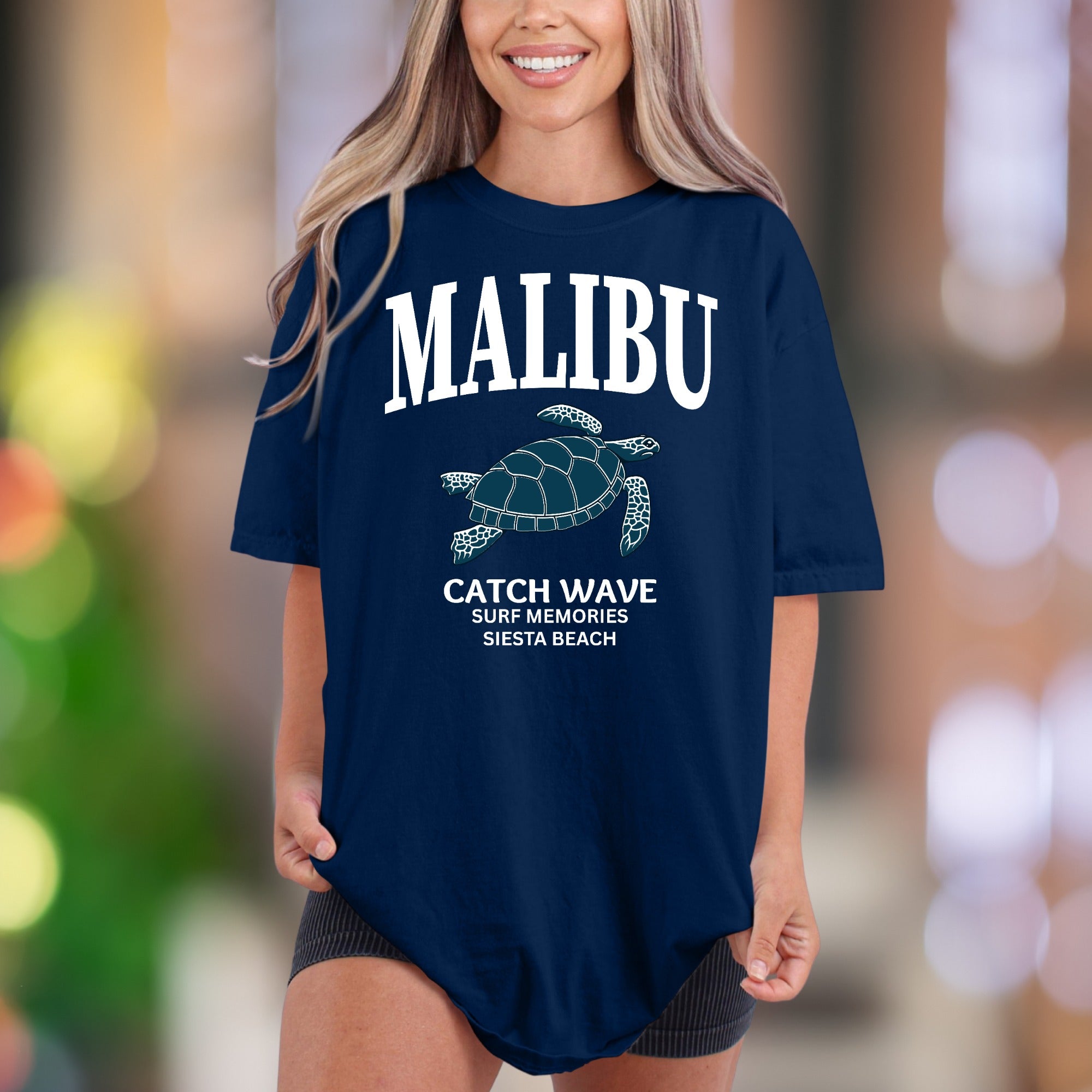"MALIBU Catch Wave Surf Memories" | Comfort Colors Unisex Adult T-Shirt | Coastal Lifestyle