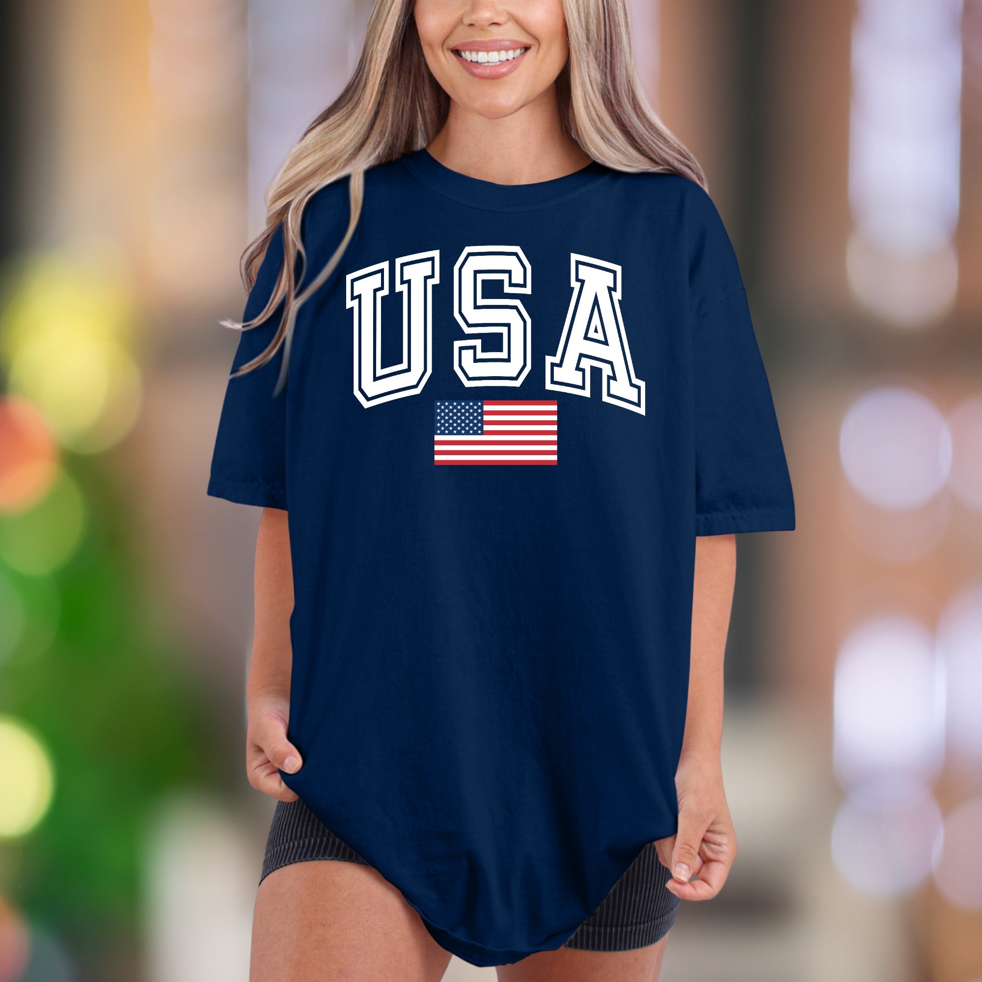 "USA" | Comfort Colors Unisex Adult T-Shirt | Patriotic American Flag Style
