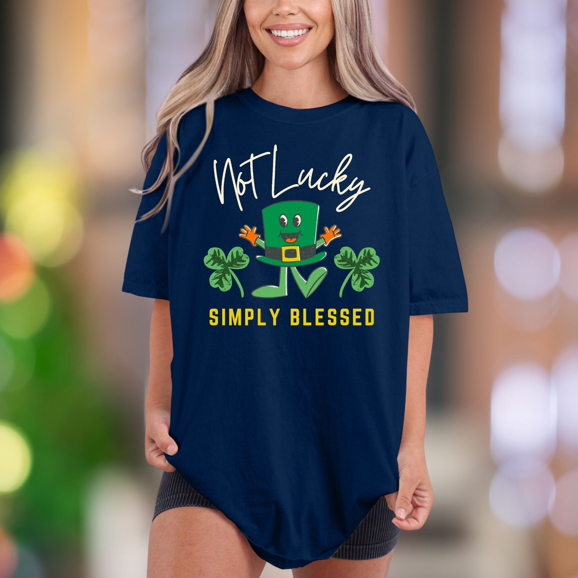 "Not Lucky Simply Blessed" | Comfort Colors Unisex Adult T-Shirt | Humorous Blessed Style