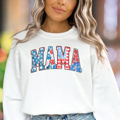 "MAMA" | Patriotic Floral & Stars Unisex Adult Sweatshirt | Motherhood Lifestyle